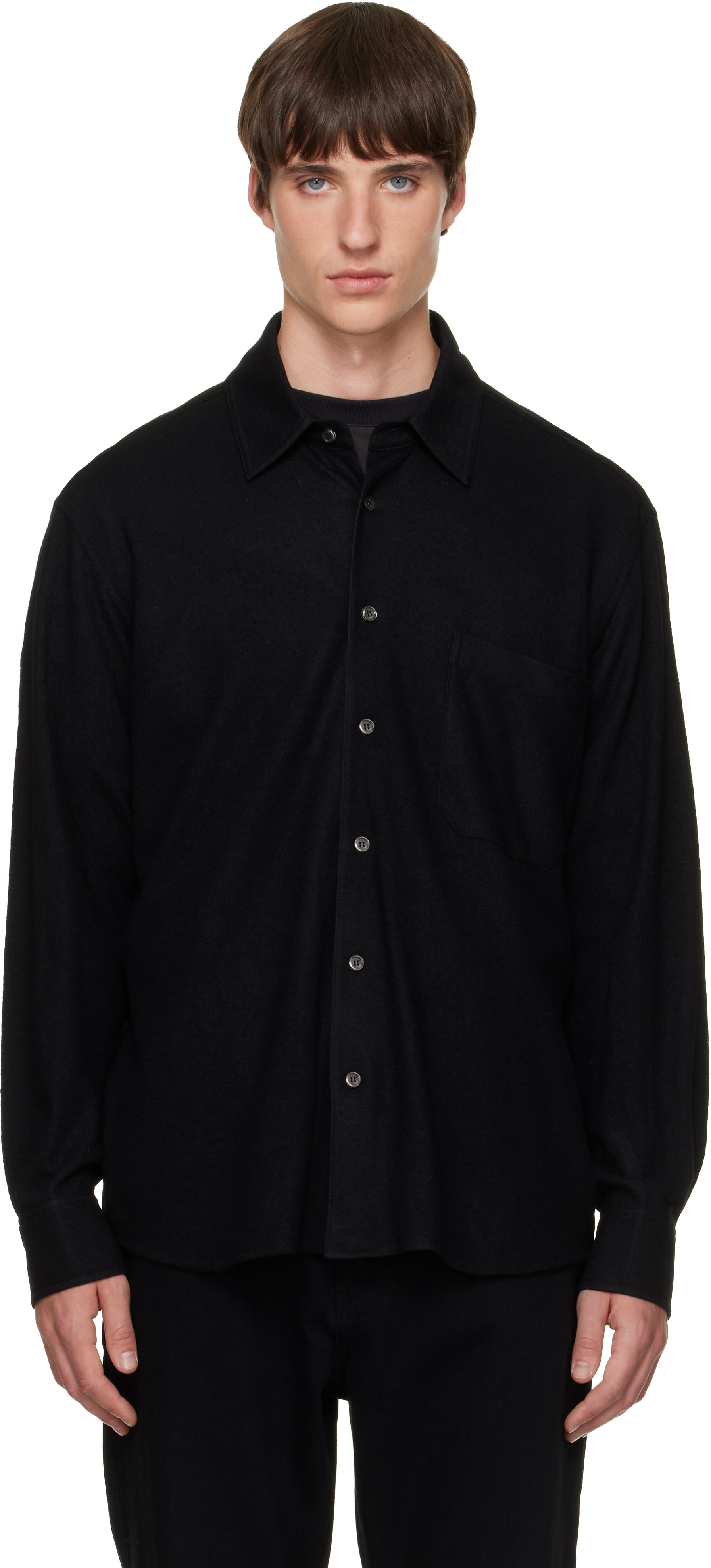 Solid Homme - Black Wool Stitch Shirt