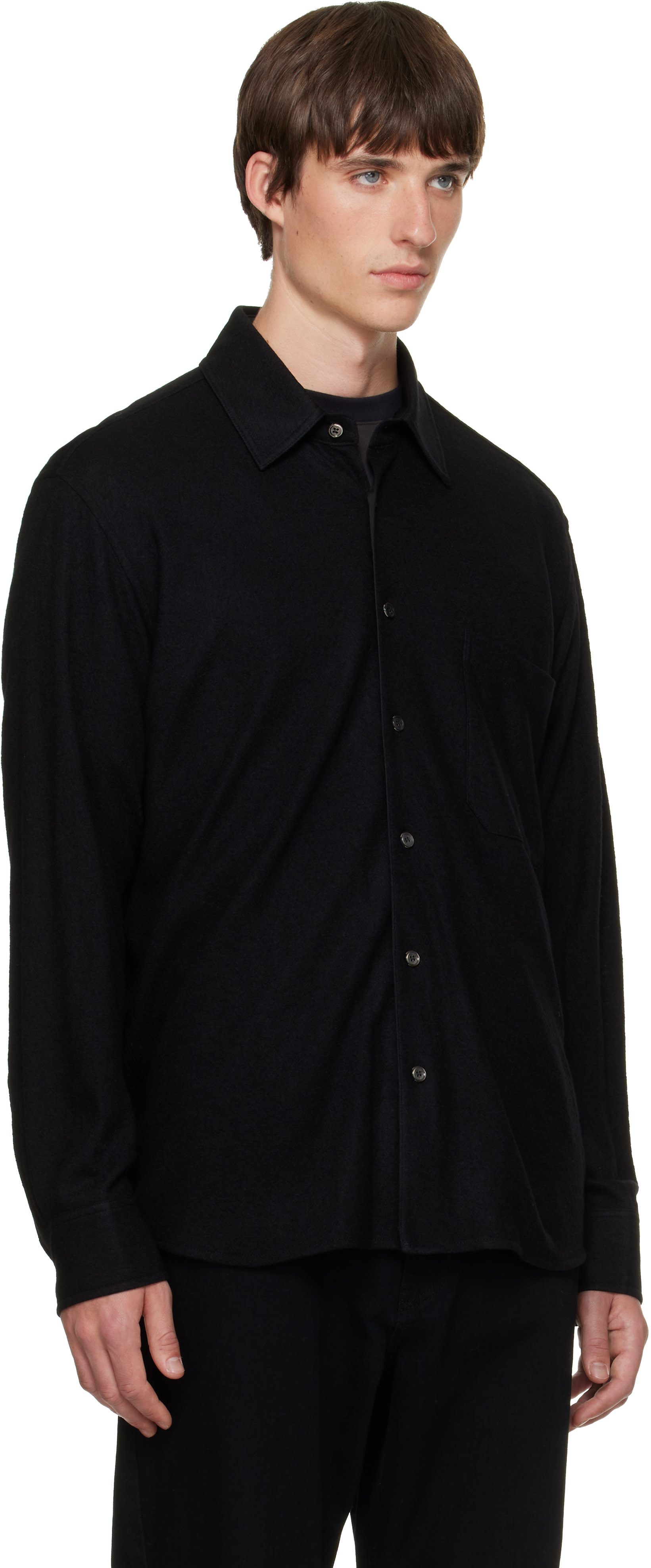 Solid Homme - Black Wool Stitch Shirt
