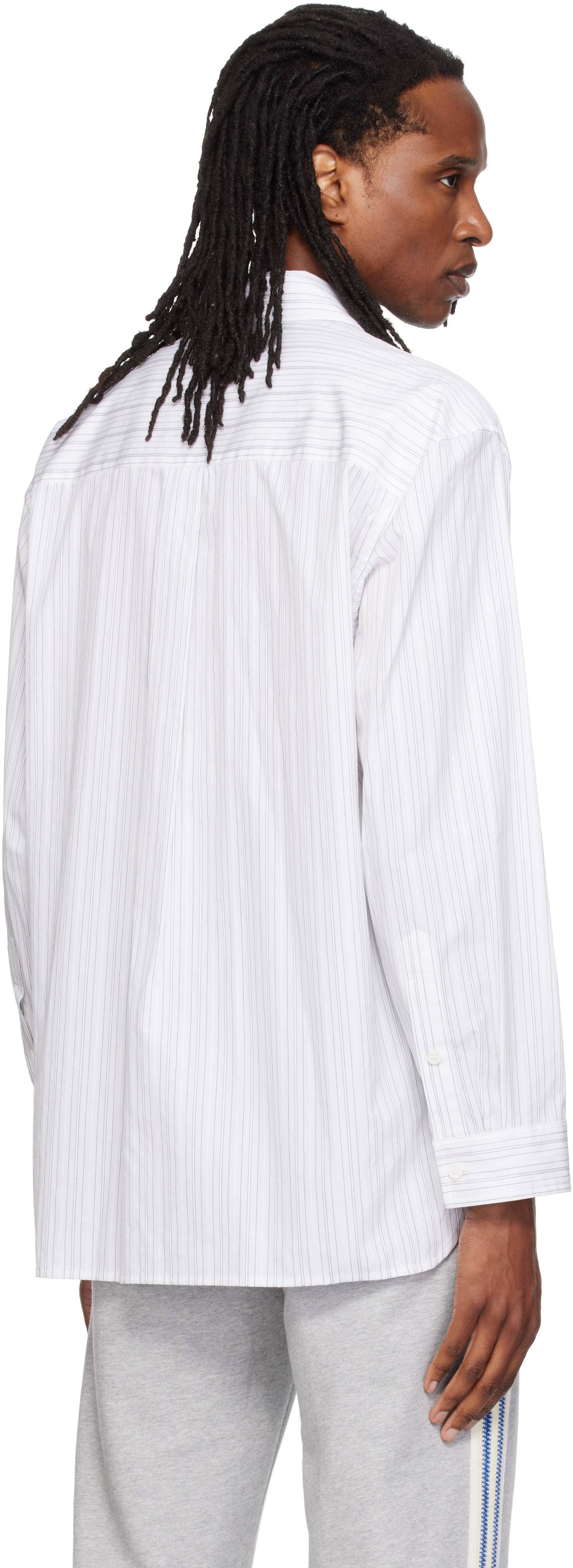 Solid Homme - White Semi-Over Striped Shirt