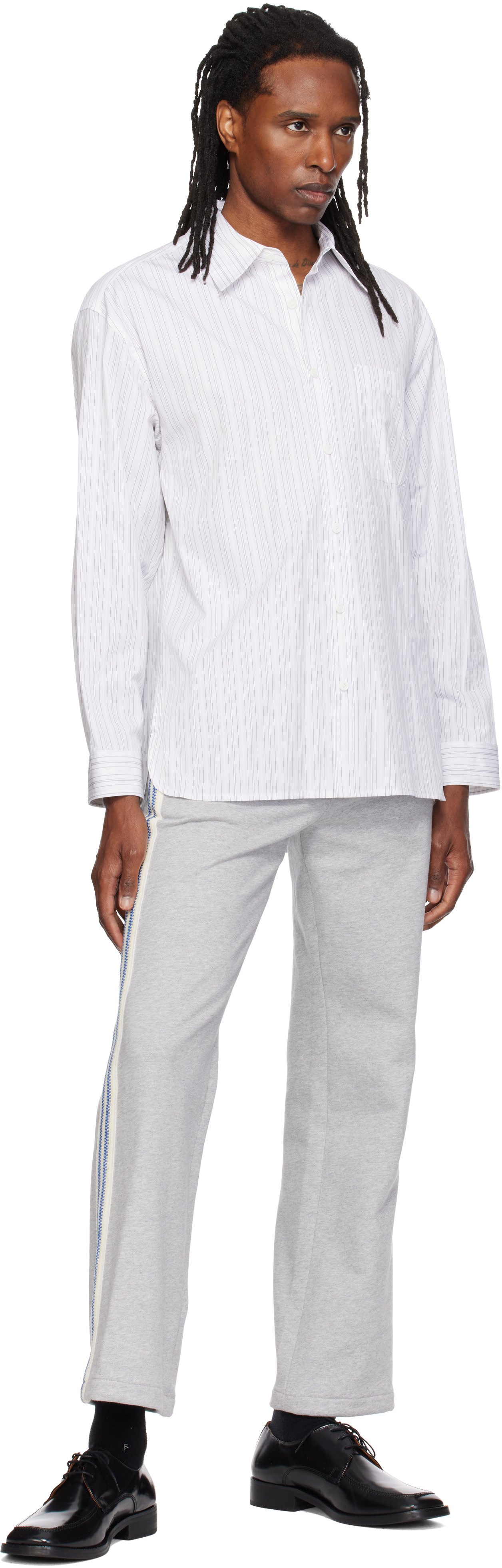 Solid Homme - Whtie Semi-Over Striped Shirt