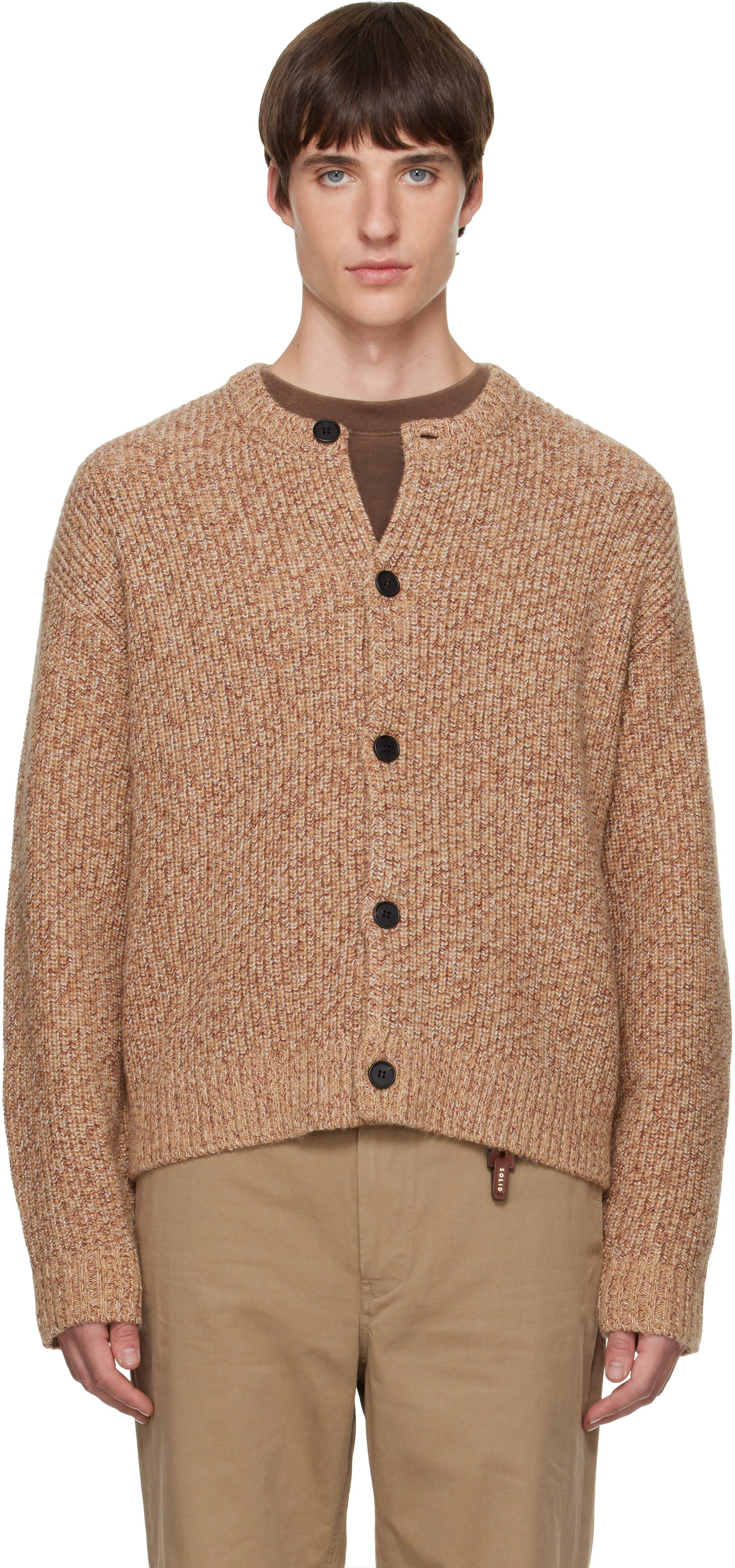 Solid Homme - Beige Wool Button Cardigan