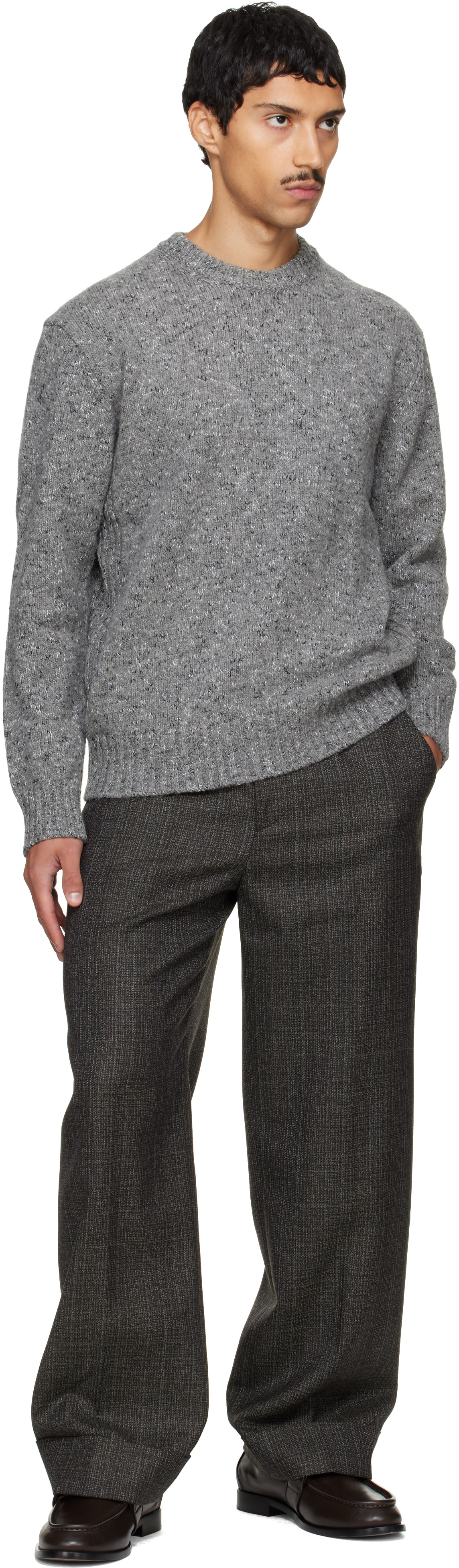 Solid Homme - Pull gris à effet marbré