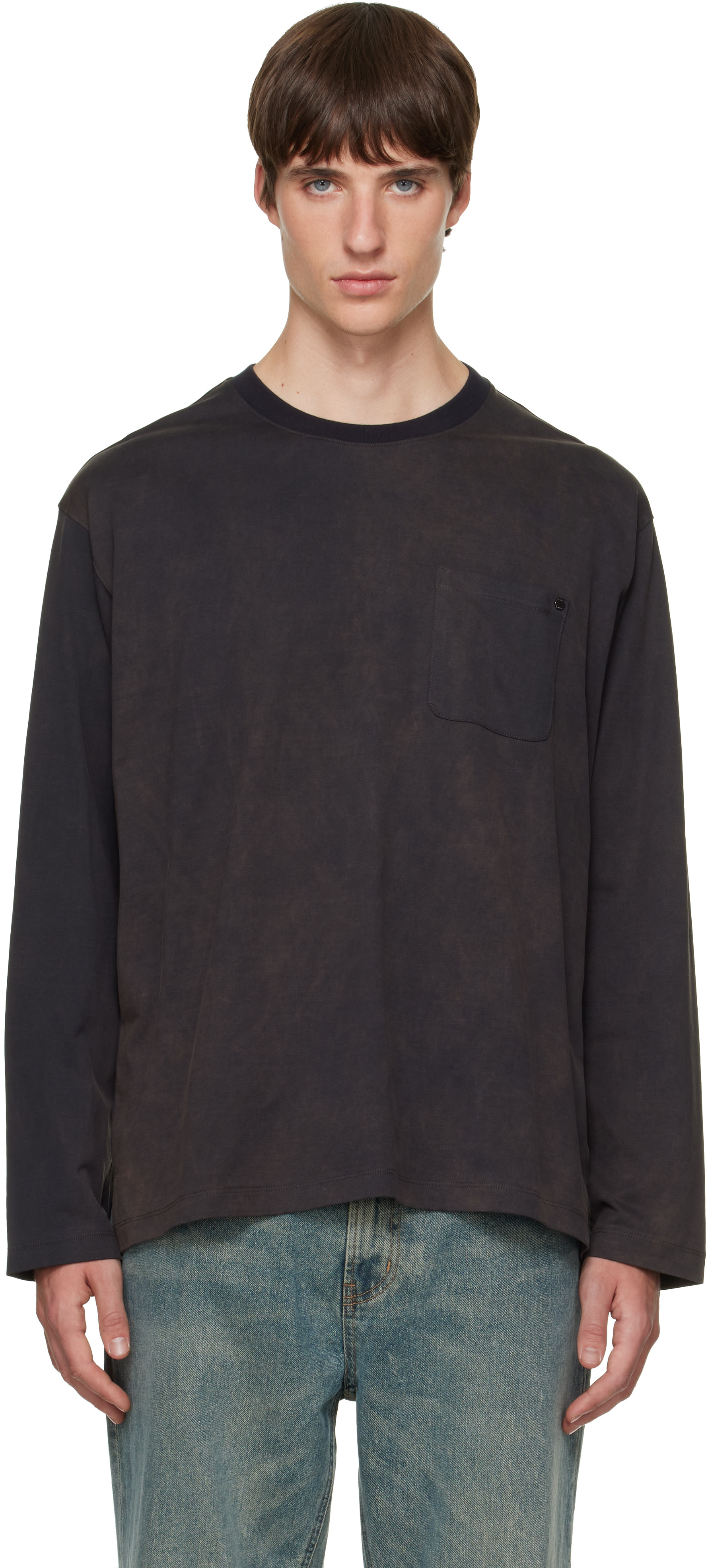Solid Homme - Gray Patch Pocket Long Sleeve T-shirt