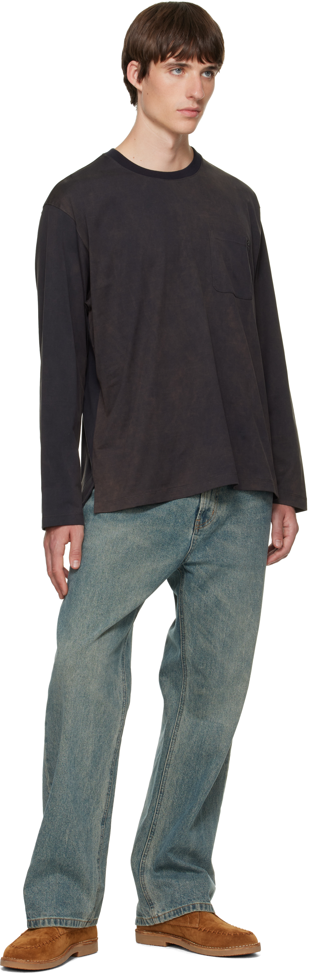 Solid Homme - Gray Patch Pocket Long Sleeve T-shirt