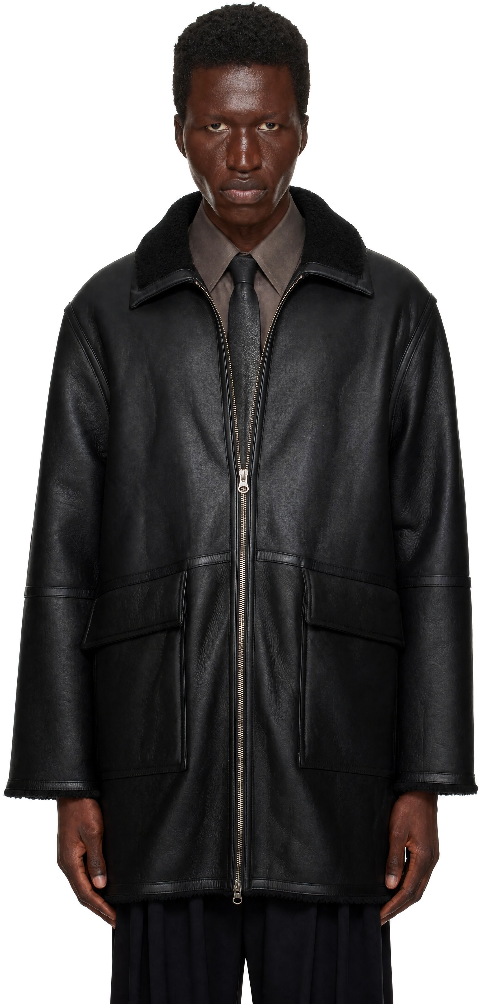 ANOTHER ASPECT - Black Another 1.0 Shearling Jacket