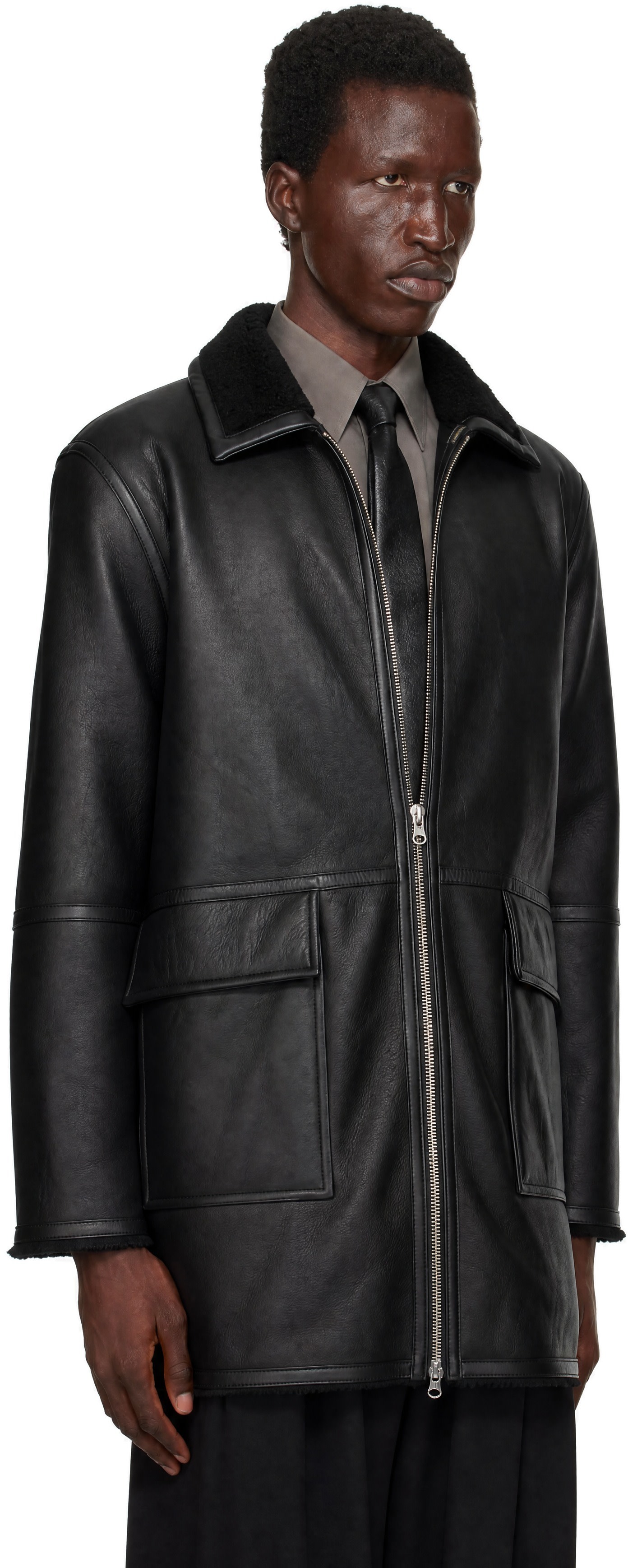 ANOTHER ASPECT - Black Another 1.0 Shearling Jacket