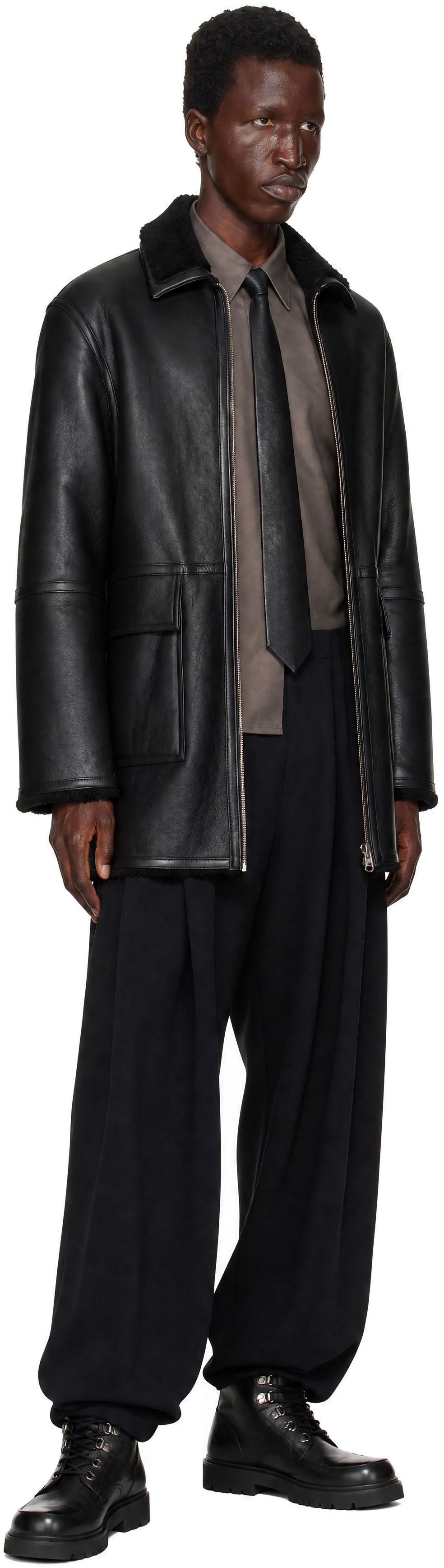 ANOTHER ASPECT - Black Another 1.0 Shearling Jacket