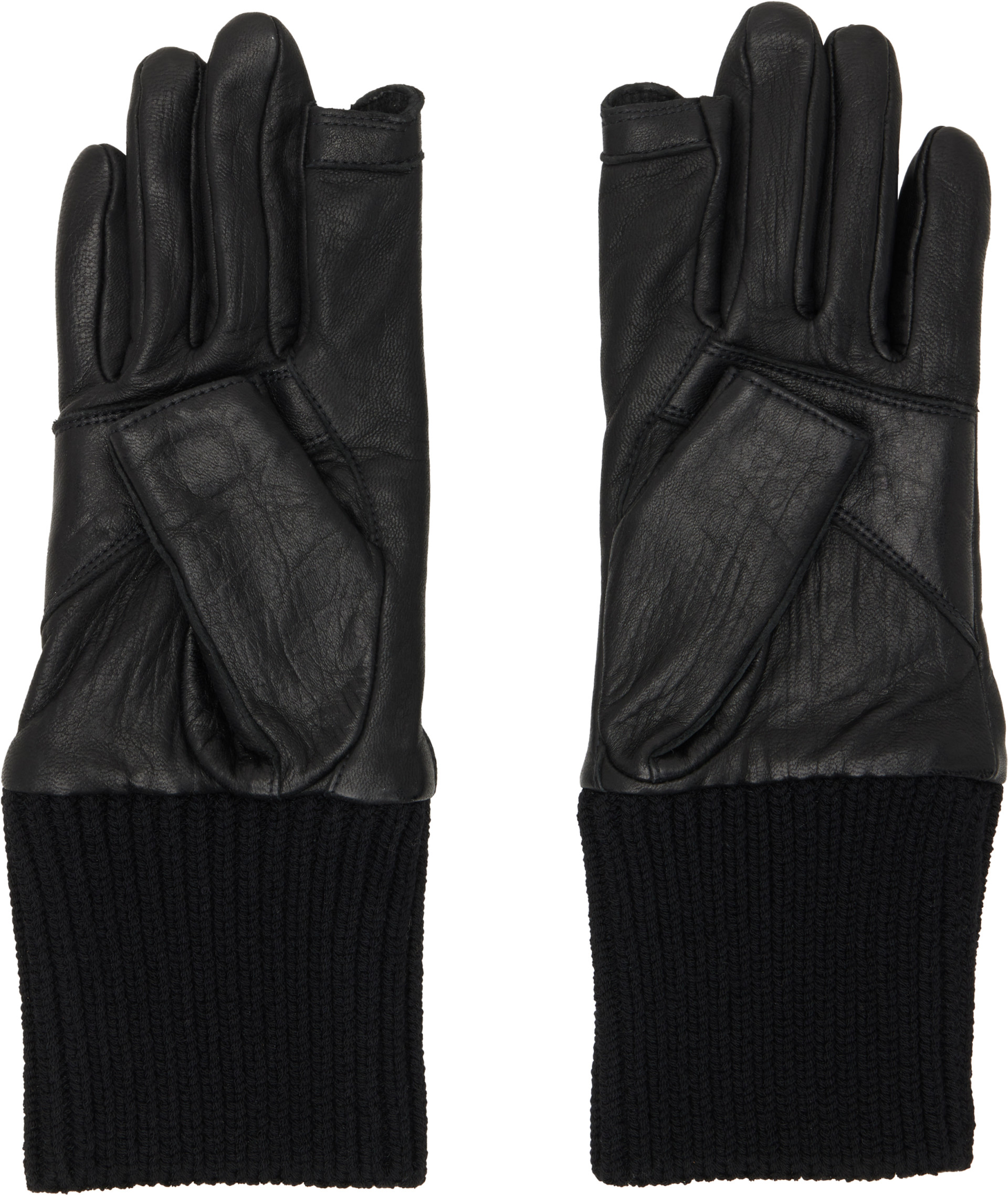 Rick Owens: Black Tower Rib Cuff Gloves | SSENSE