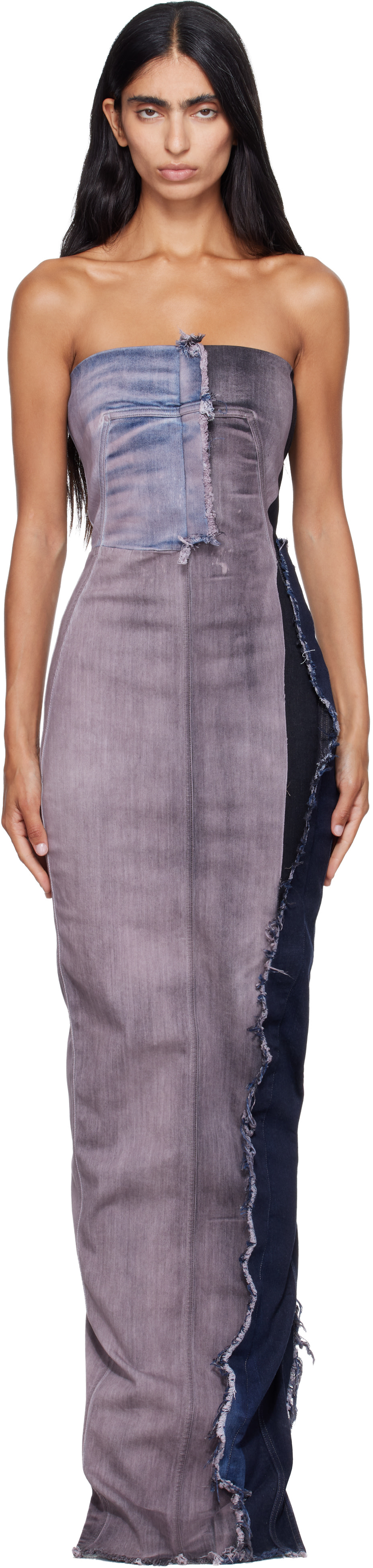 denim bustier maxi dress Denim Bustier Dress - Black