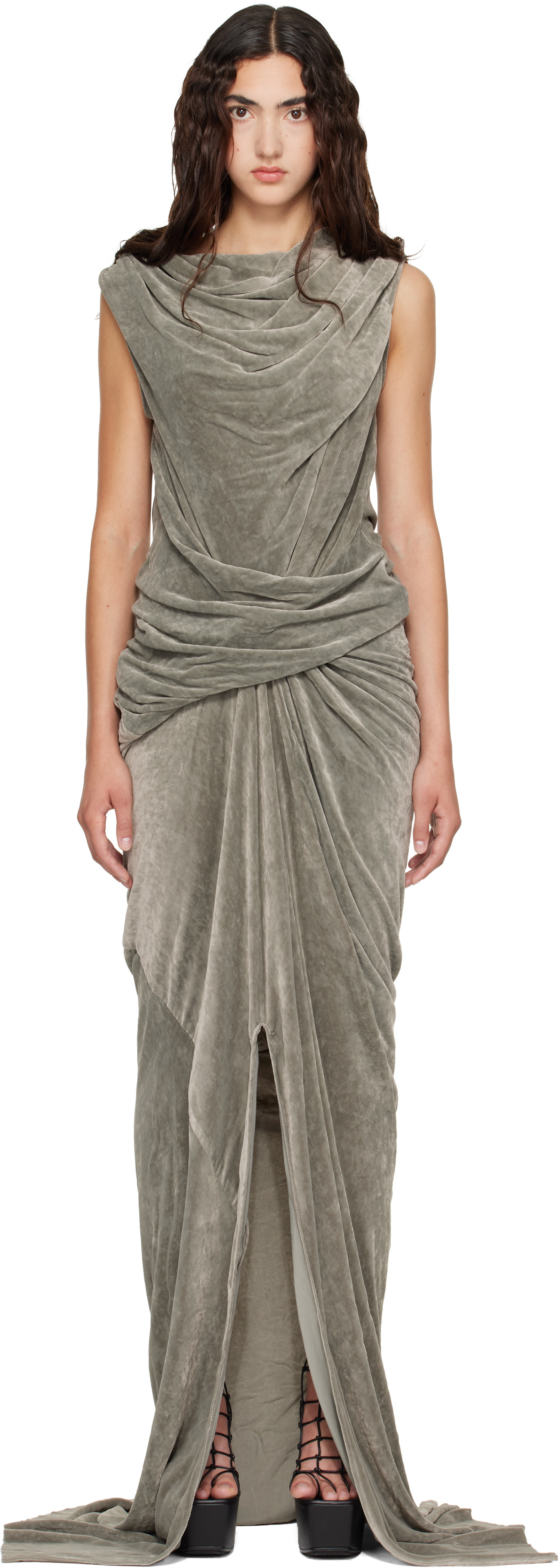 Rick Owens - Robe longue Strutter grise - Tower