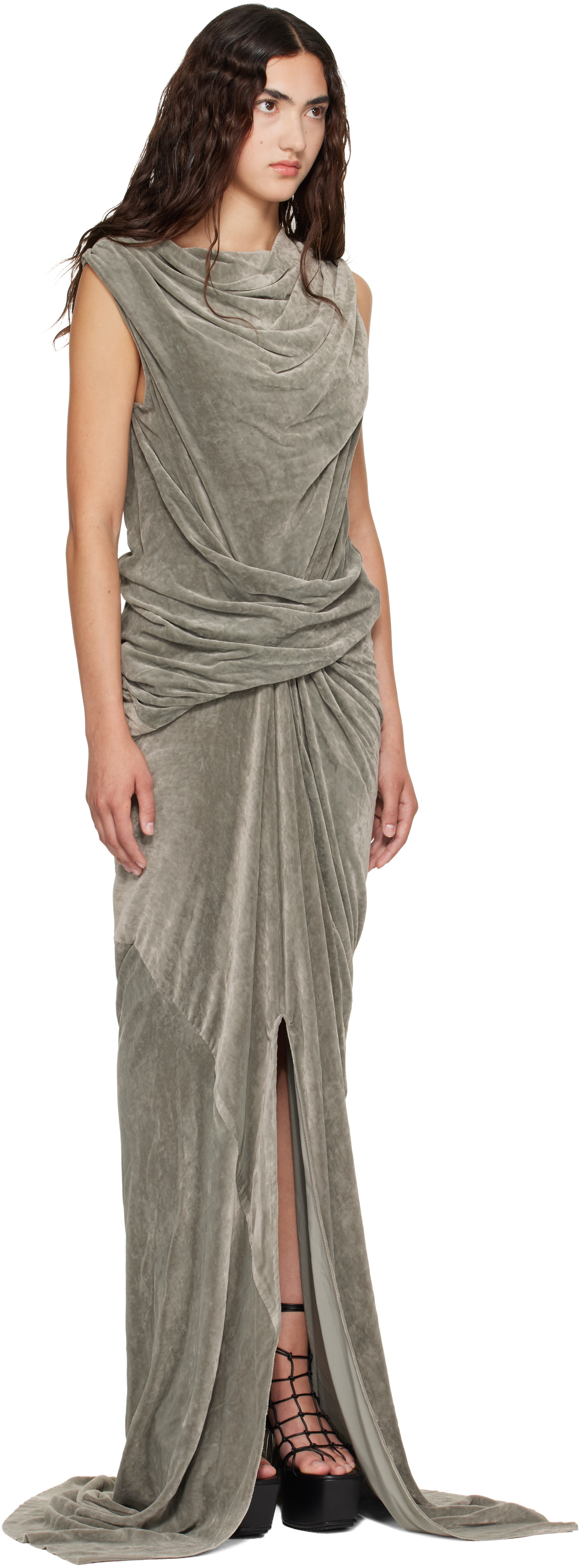 Rick Owens - Robe longue Strutter grise - Tower