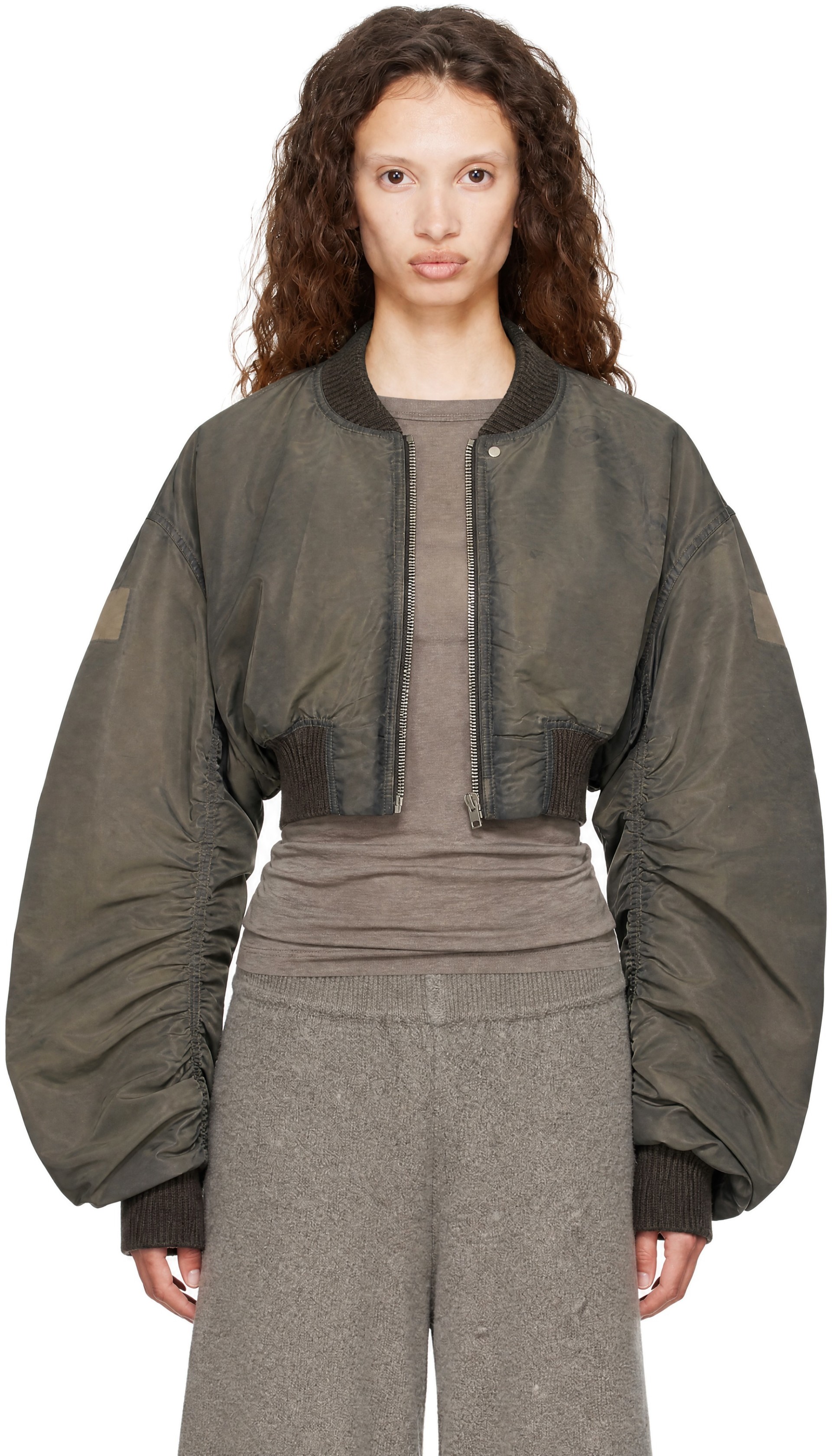 Rick Owens - Gray Tower Micro Secchia Flight Bomber Jacket