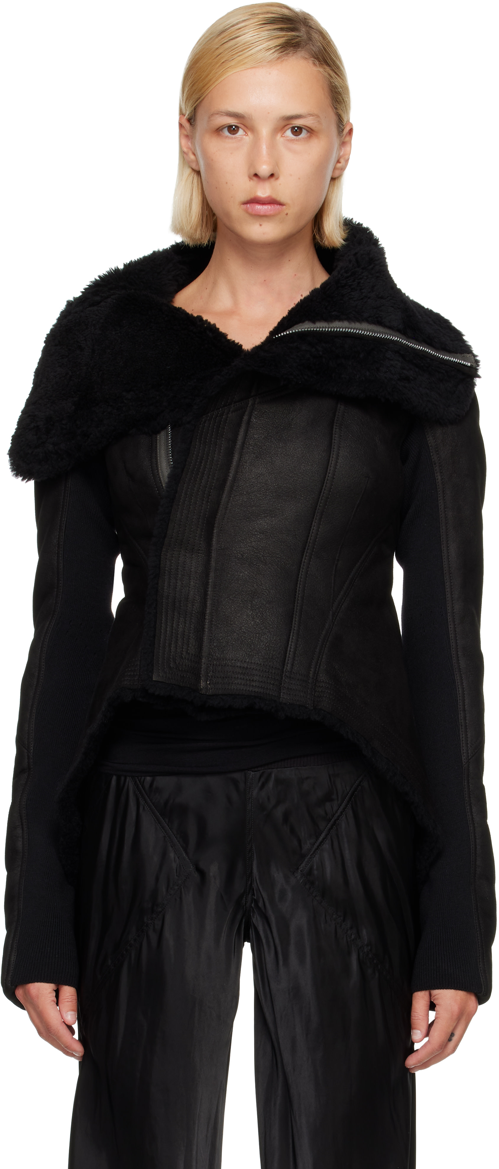 Rick Owens - 블랙 타워 나스카 시어링 재킷