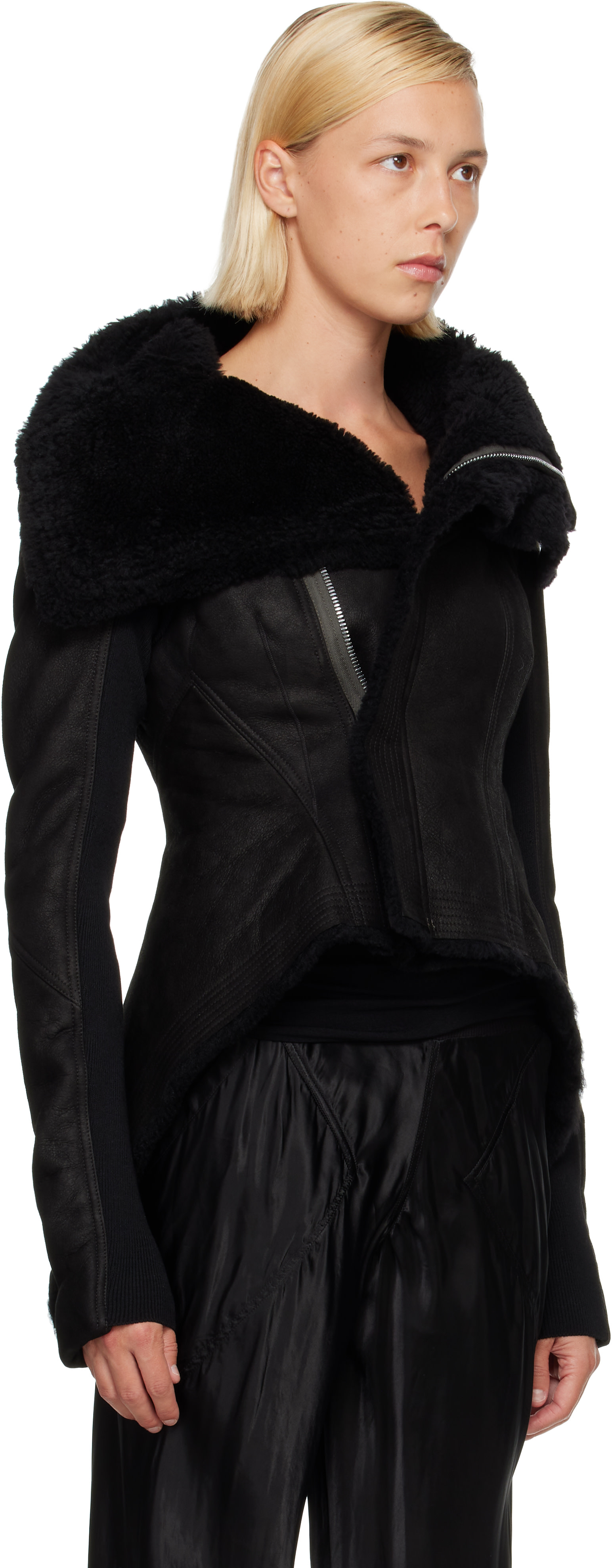 Rick Owens - 블랙 타워 나스카 시어링 재킷