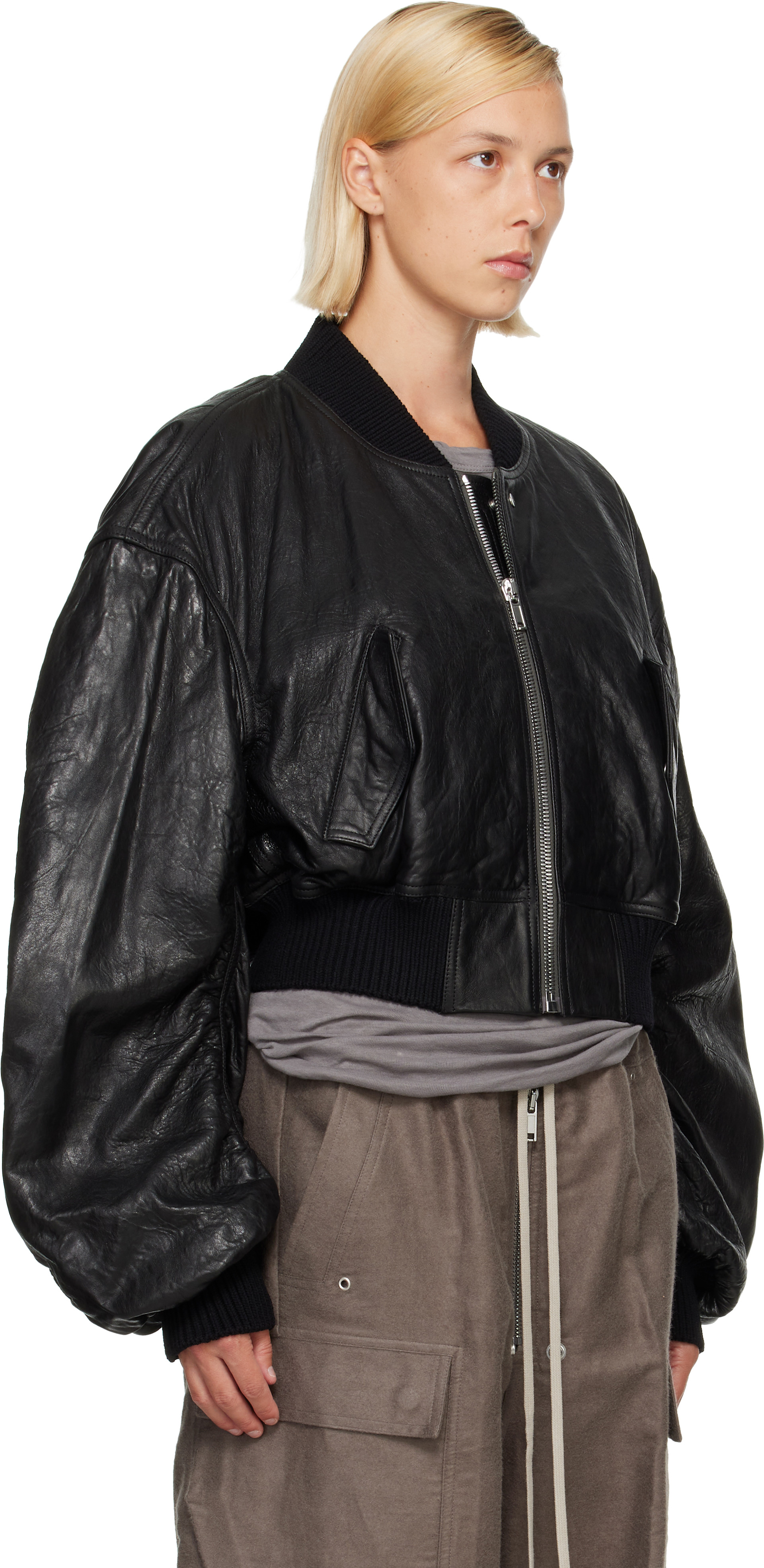 Rick Owens: ブラック Tower Secchia クロップド レザー フライト