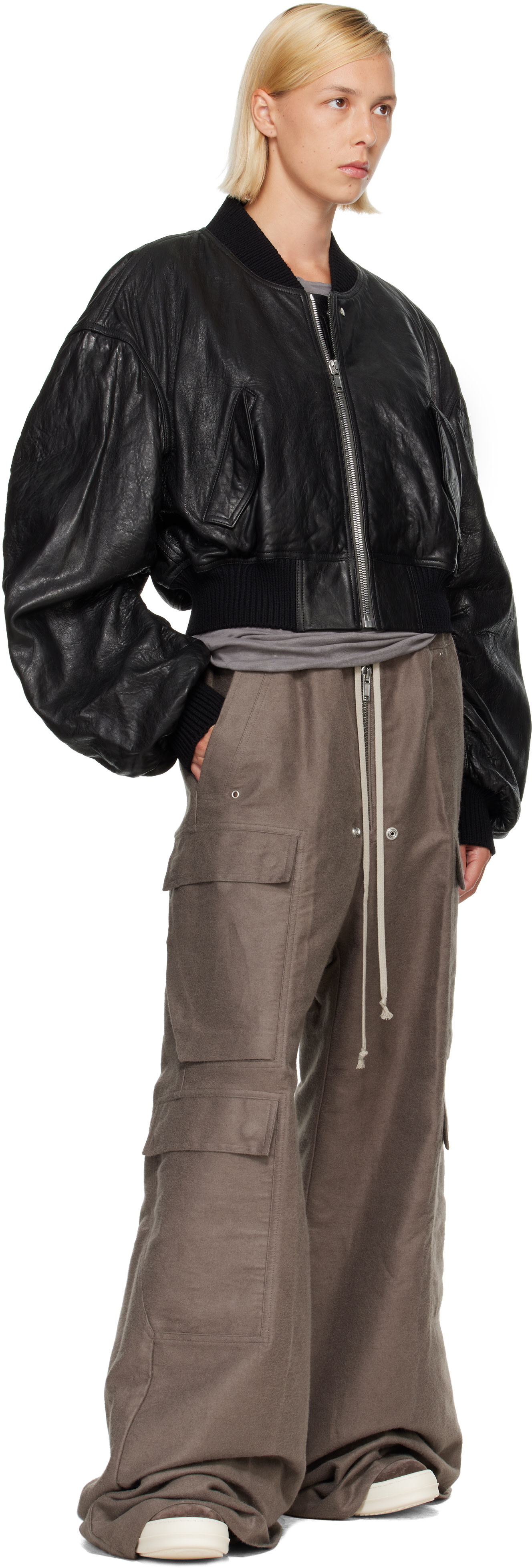 Rick Owens: ブラック Tower Secchia クロップド レザー フライト