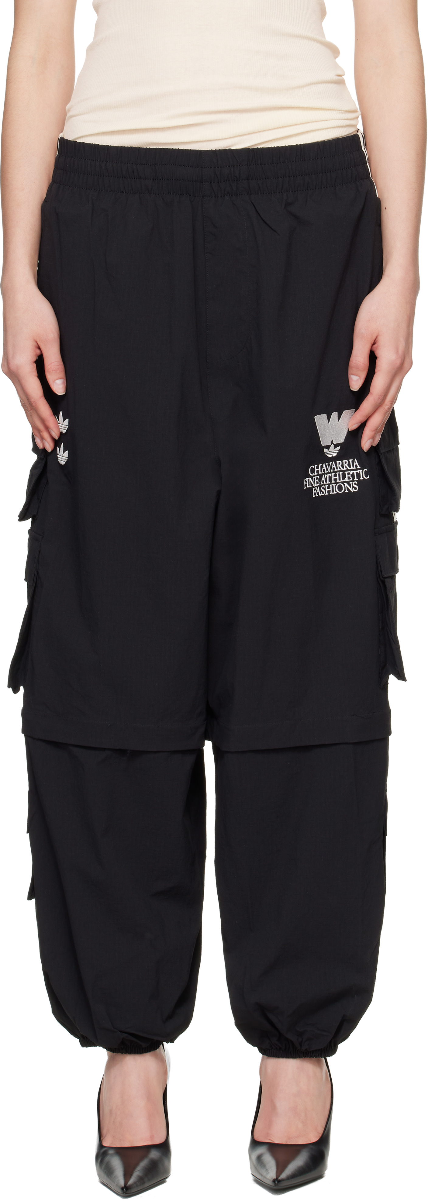 WILLY CHAVARRIA: Black adidas Originals Edition Zip Cargo Pants