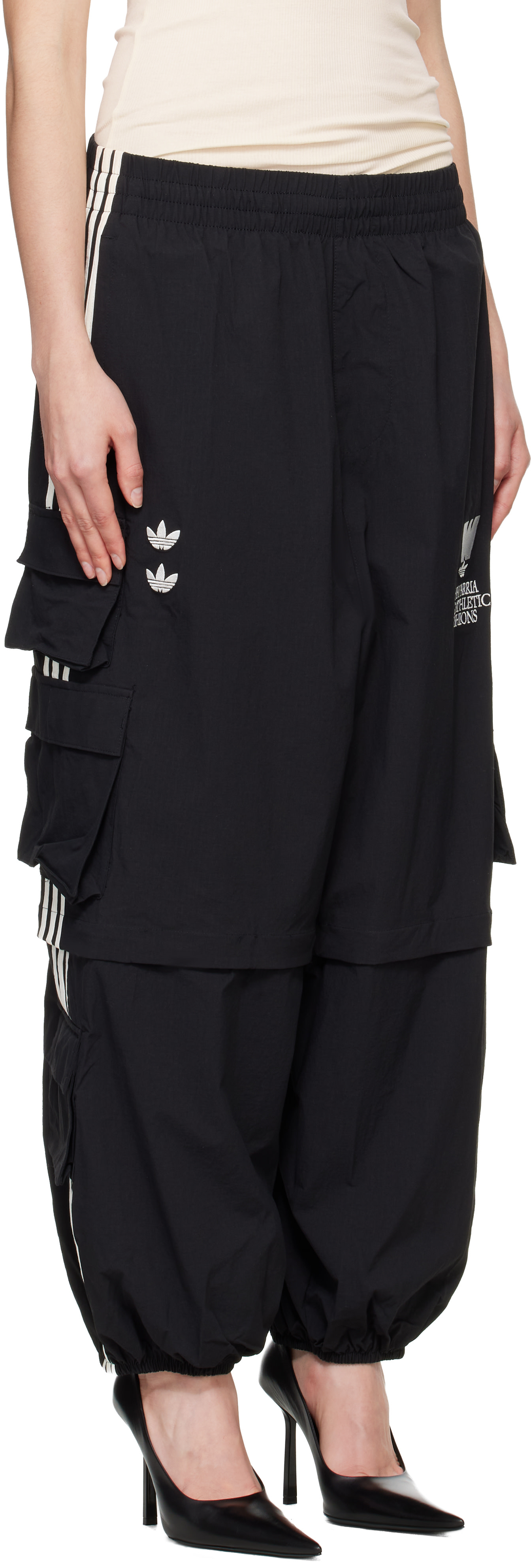 WILLY CHAVARRIA: Black adidas Originals Edition Zip Cargo Pants