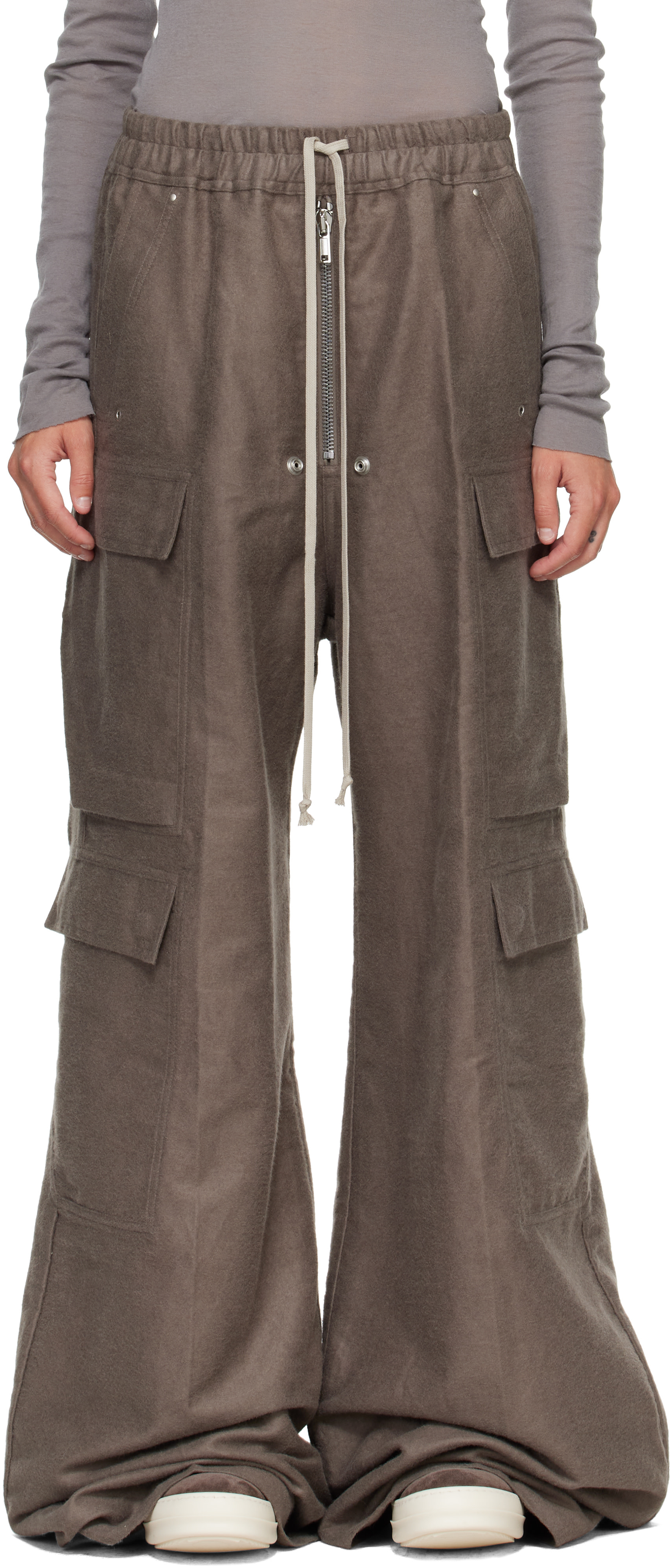 Rick Owens: Gray Tower Cargobelas Cargo Pants | SSENSE