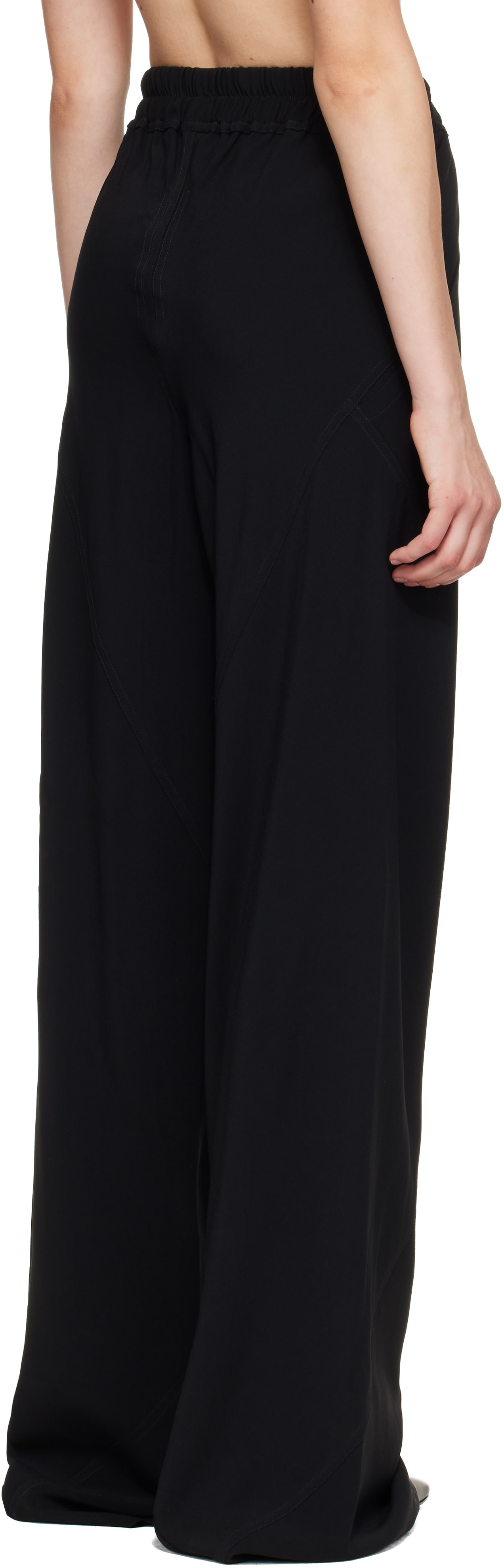 Rick Owens: Black Tower Drawstring Bias Trousers | SSENSE