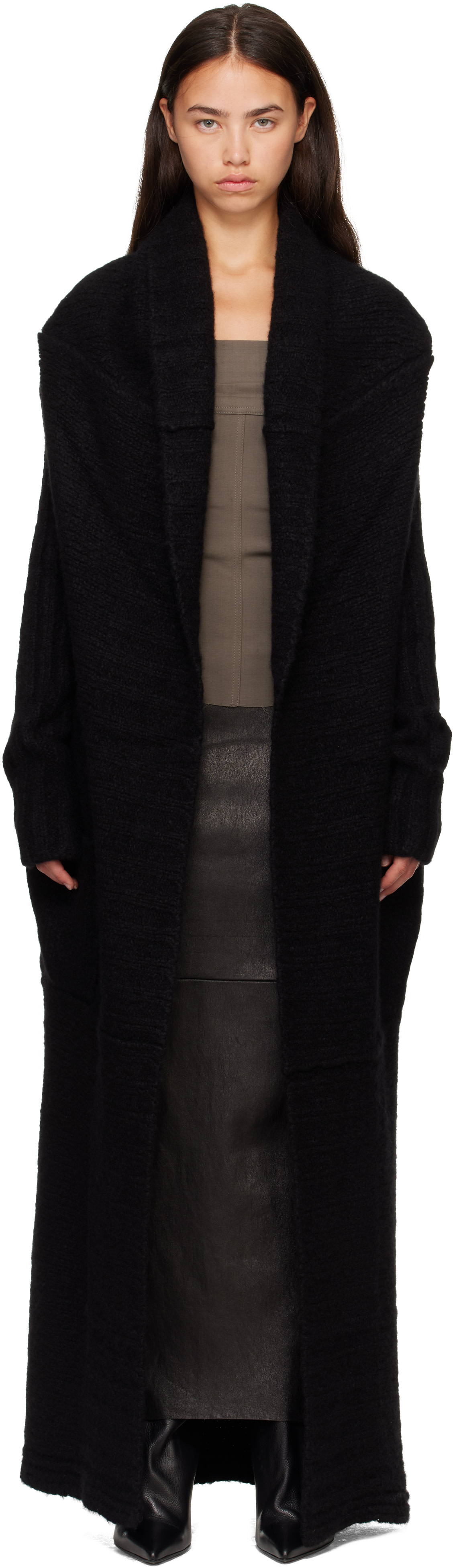 Rick Owens: ブラック Tower Dafne ガウン カーディガン | SSENSE 日本
