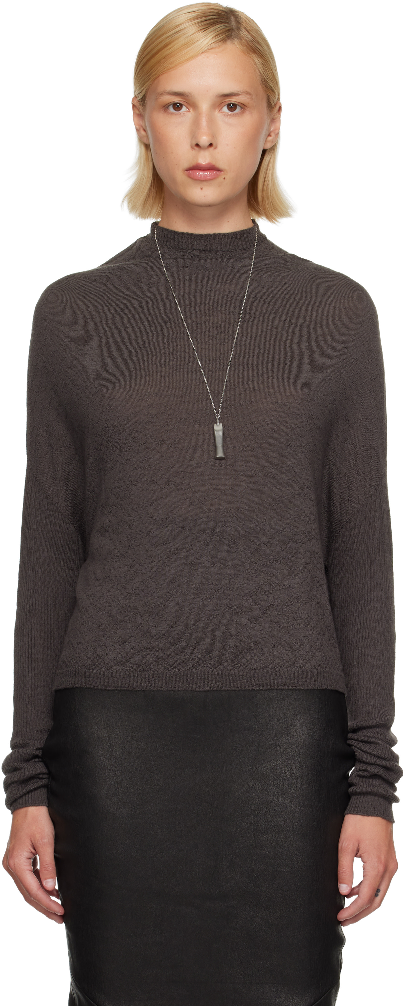 Rick Owens - Pull Crater gris en tricot - Tower