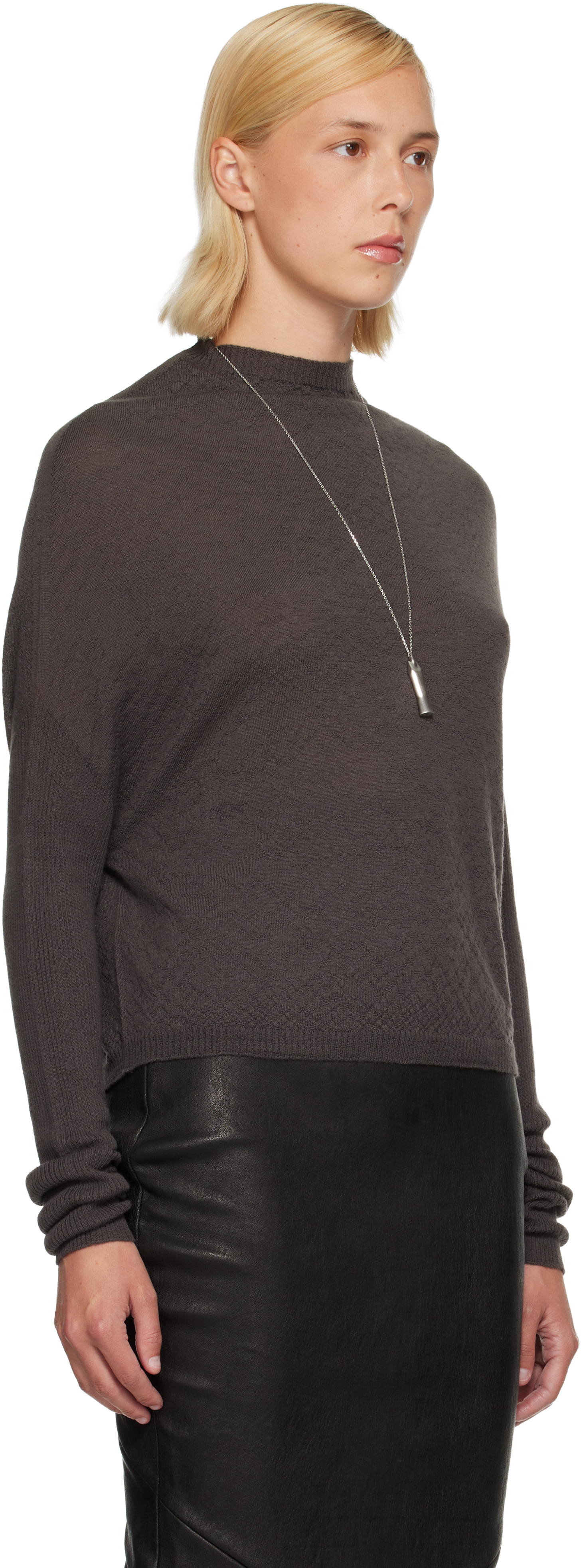 Rick Owens - Pull Crater gris en tricot - Tower