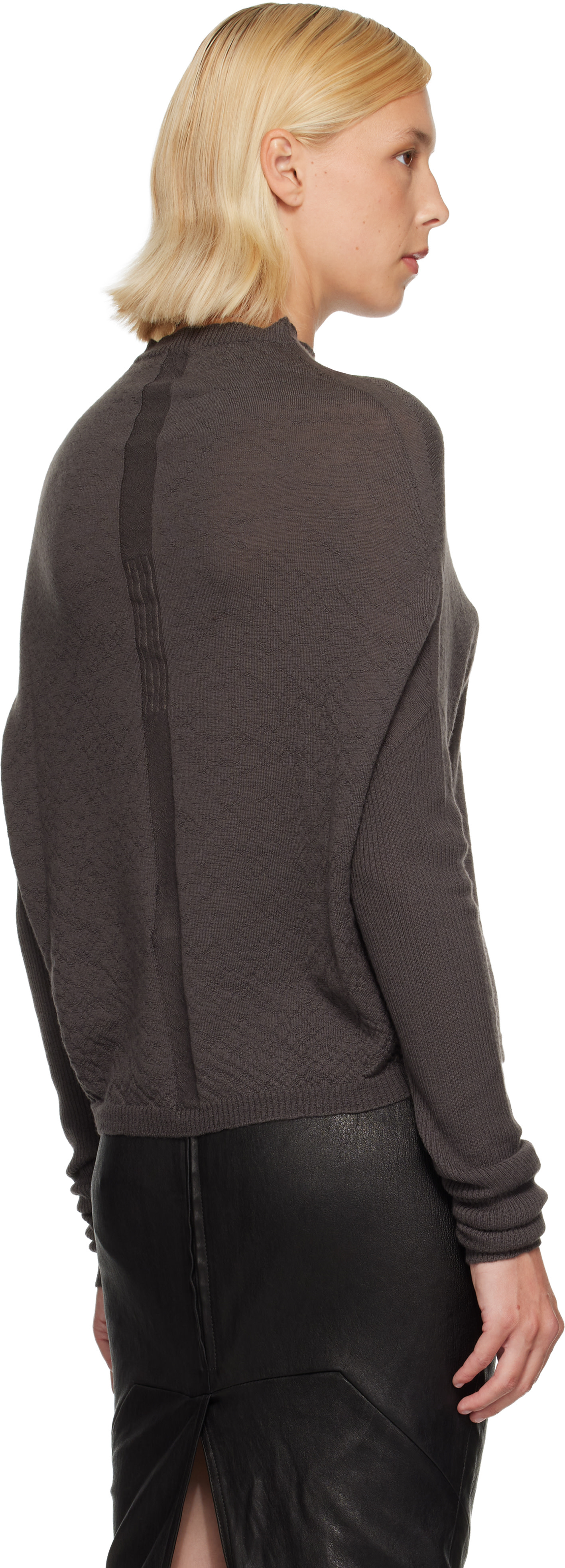 Rick Owens - Pull Crater gris en tricot - Tower