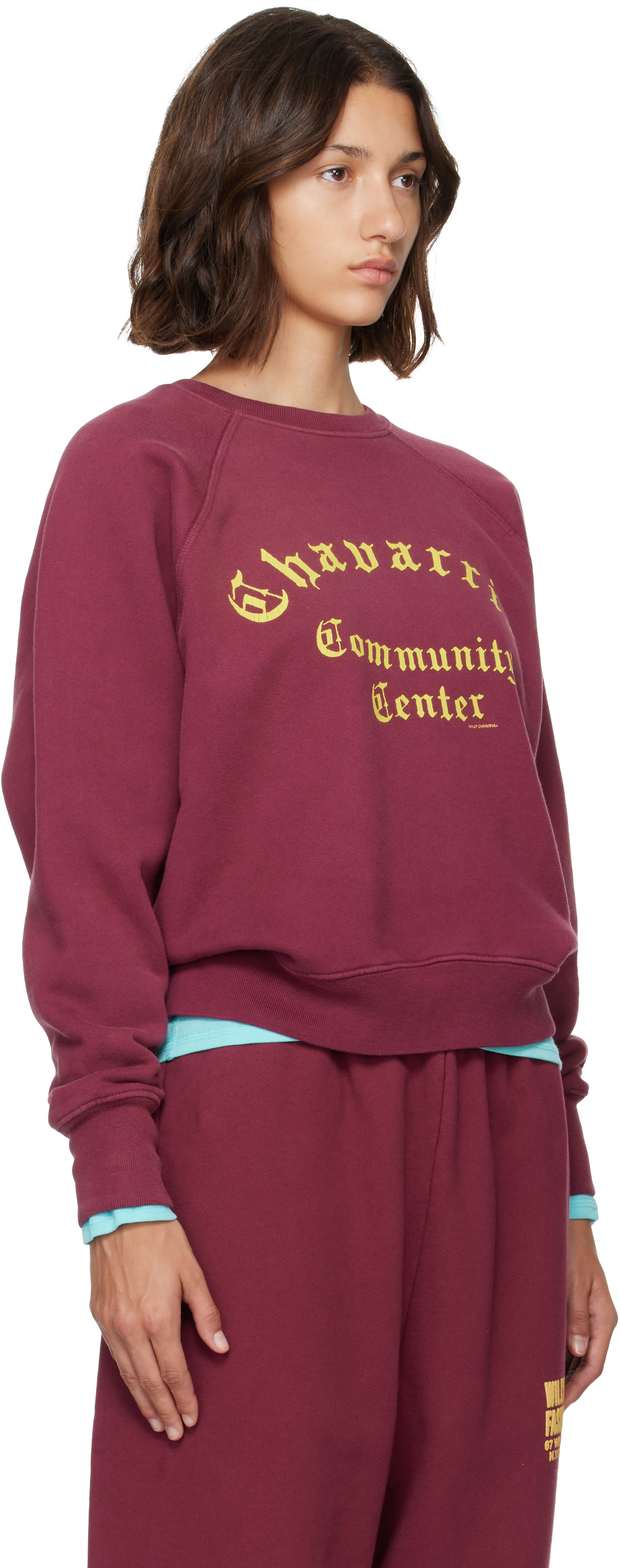  willy chavarria スウェット 定価以下 サイズM WILLY CHAVARRIA: Burgundy 'Community Center' Raglan Sweatshirt
