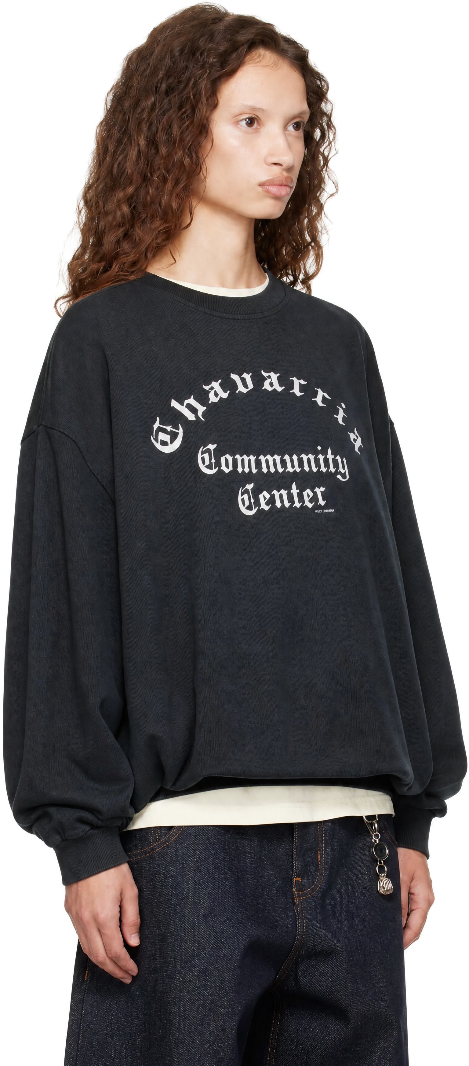 WILLY CHAVARRIA - Pull molletonné 'Community Center' noir