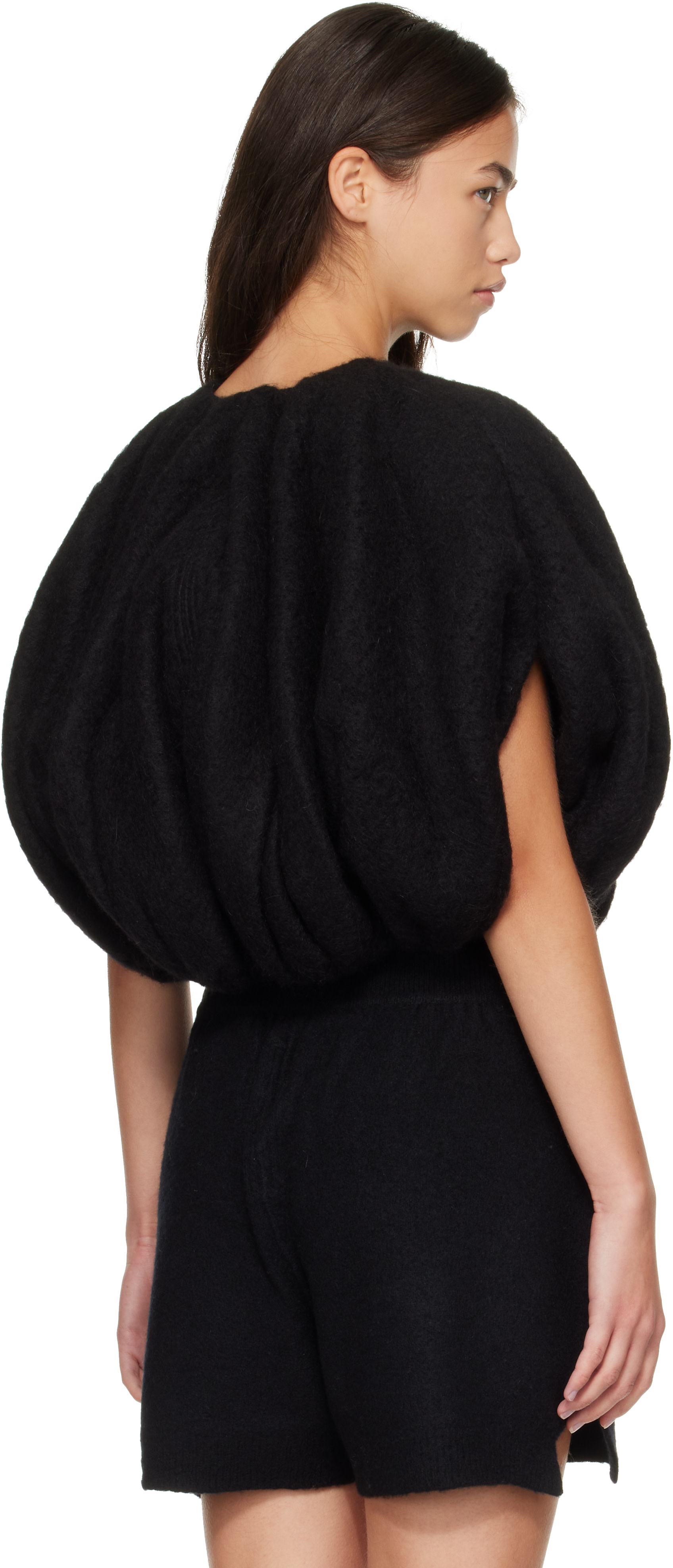 Rick Owens - Pull Bubble noir à ourlet écourté - Tower Temple