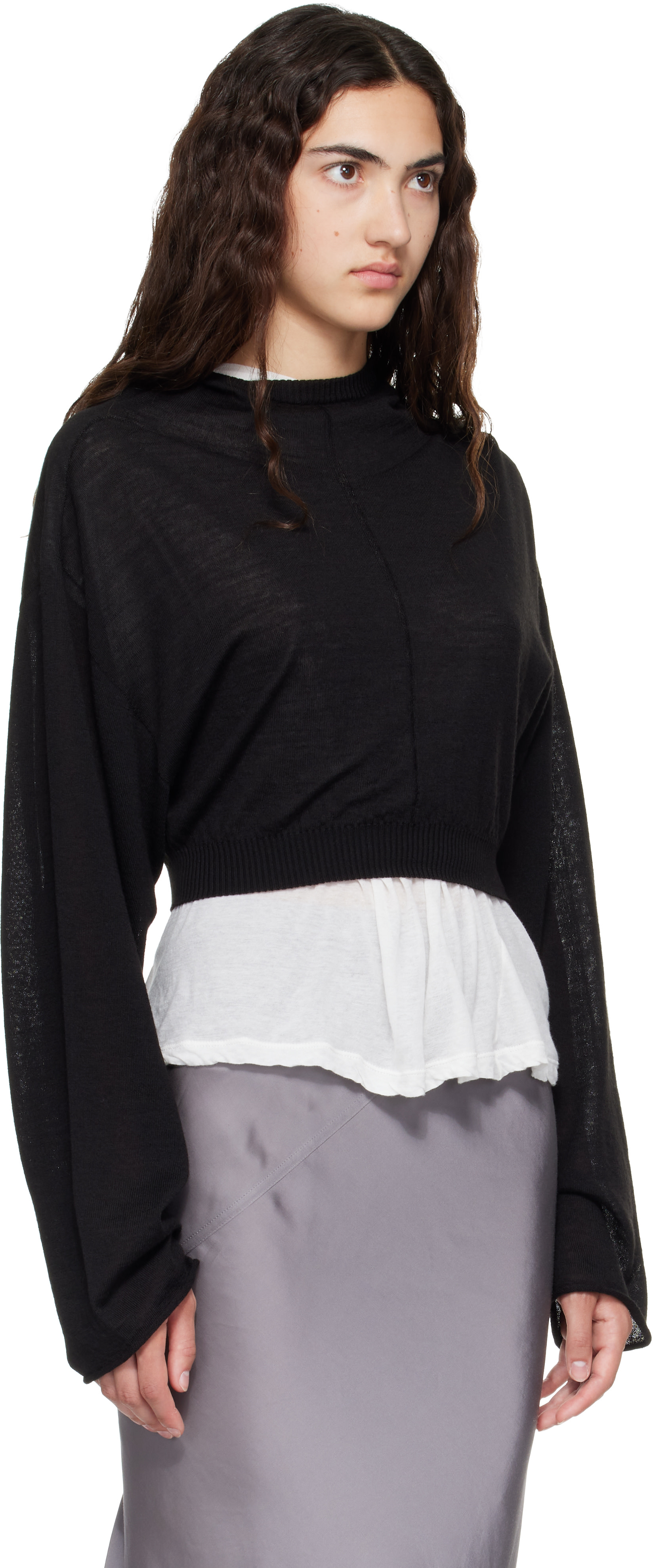 Rick Owens - Pull à capuche de style tunique écourté noir - Tower