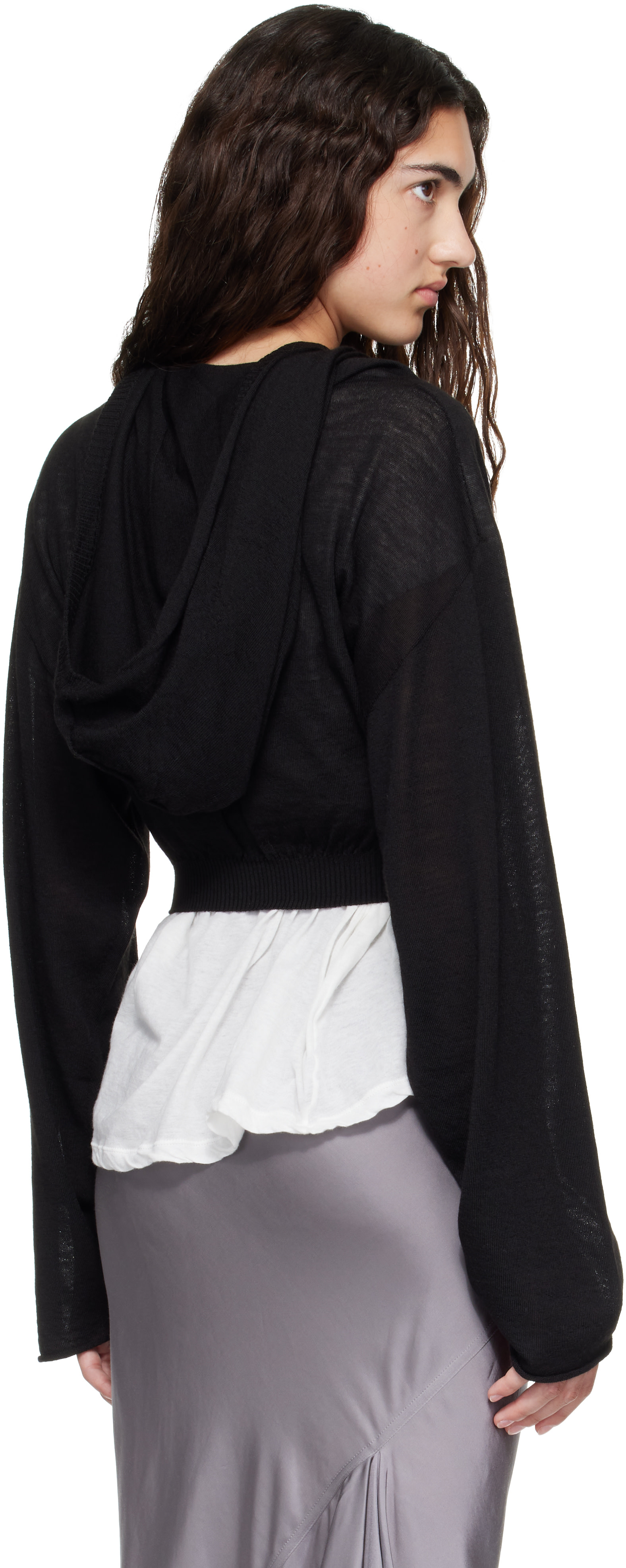 Rick Owens - Pull à capuche de style tunique écourté noir - Tower