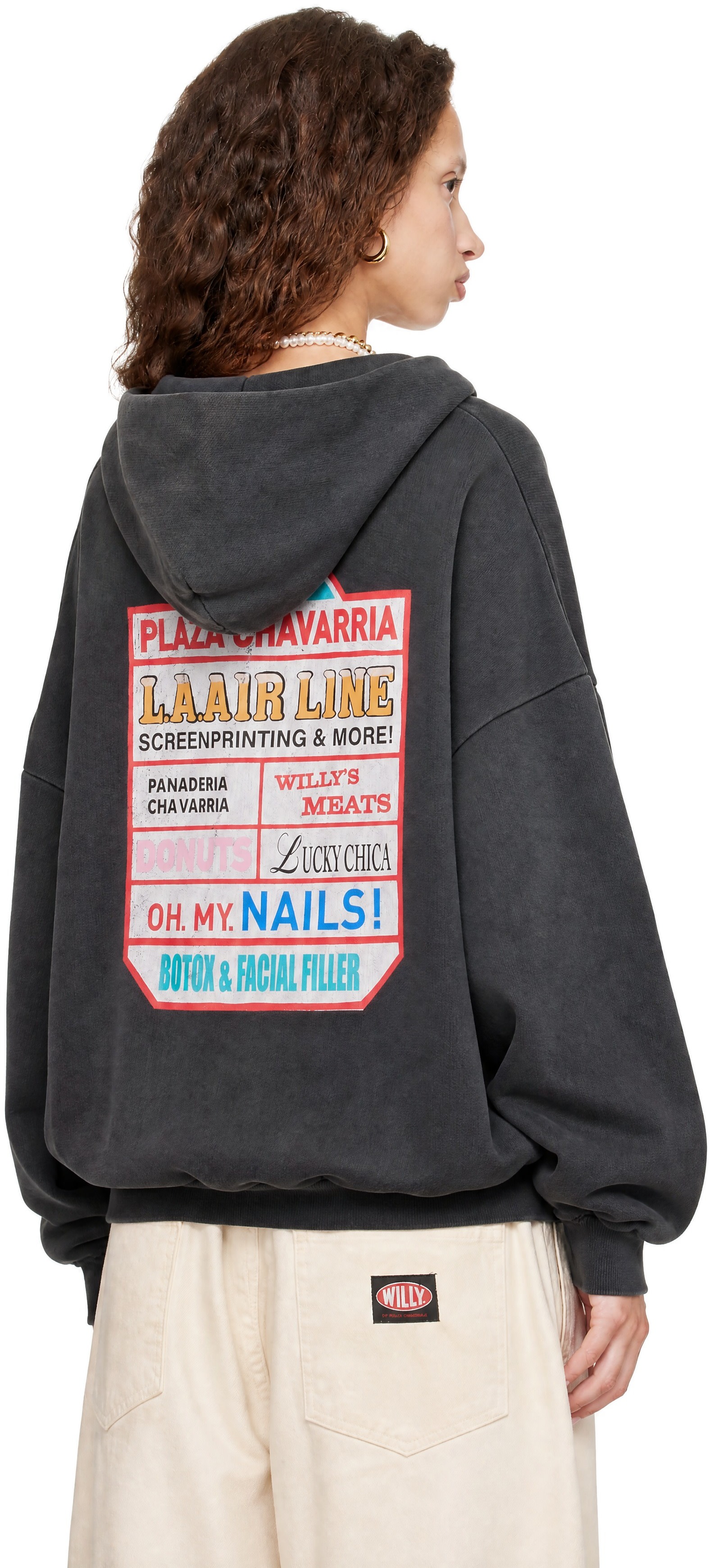 WILLY CHAVARRIA: Gray 'Plaza Chavarria' Zip Hooligan Hoodie | SSENSE