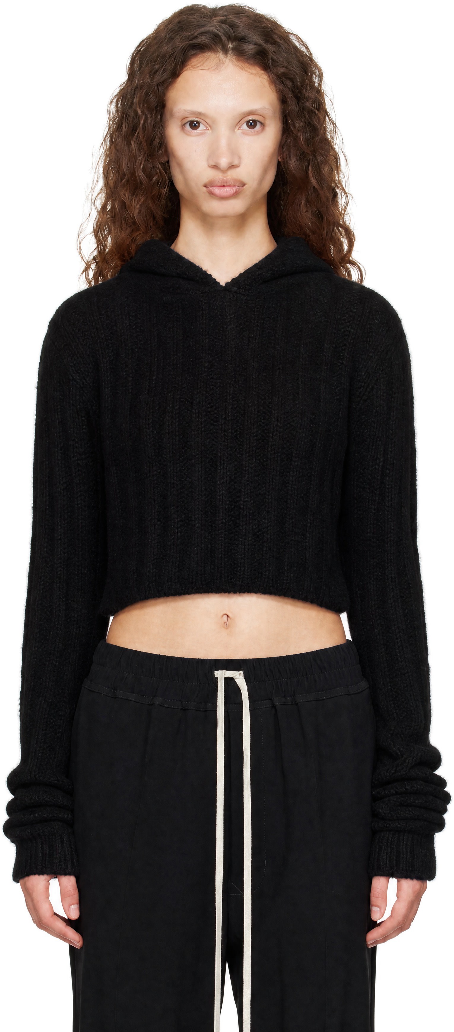 Rick Owens - Pull à capuche écourté noir - Tower