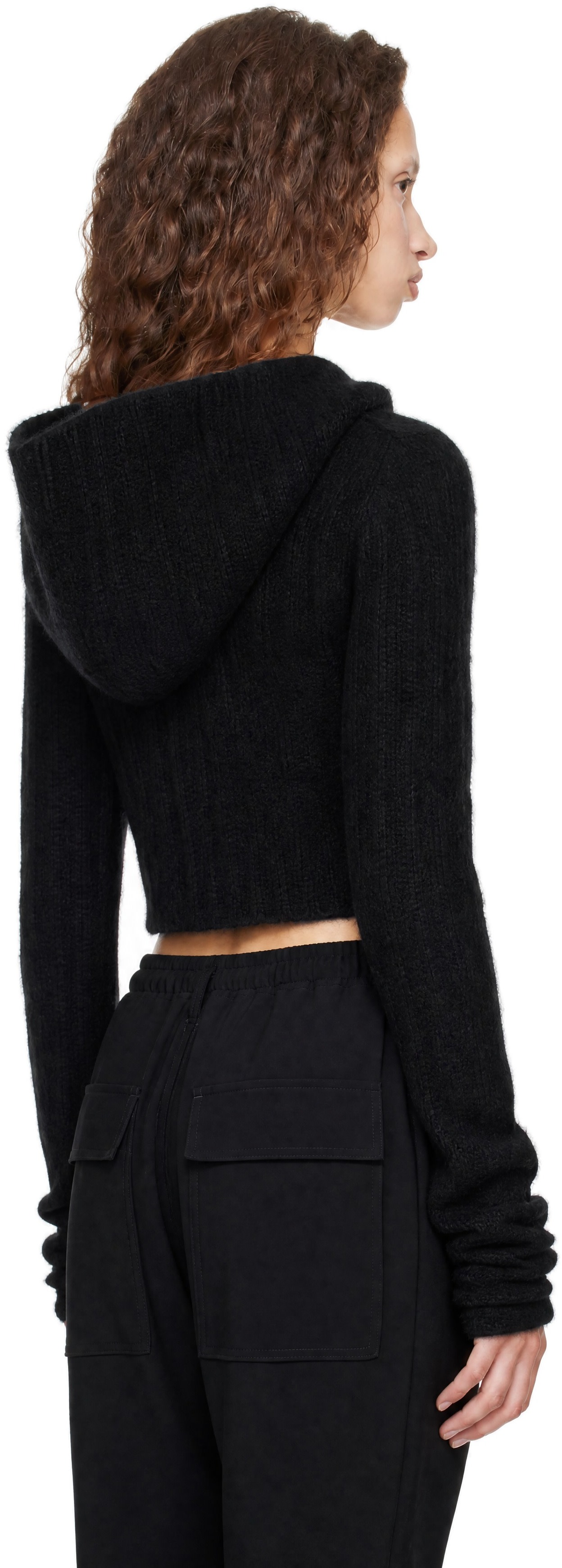 Rick Owens - Pull à capuche écourté noir - Tower