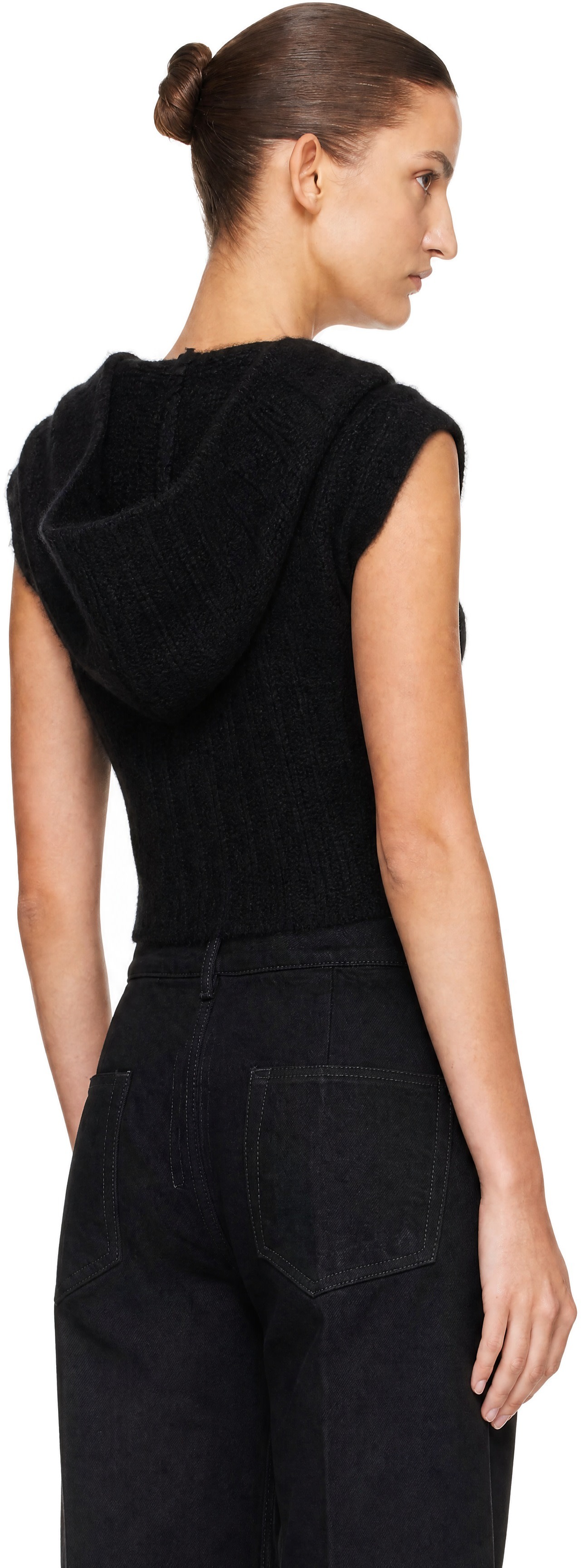 Rick Owens - Pull à capuche écourté sans manches noir - Tower