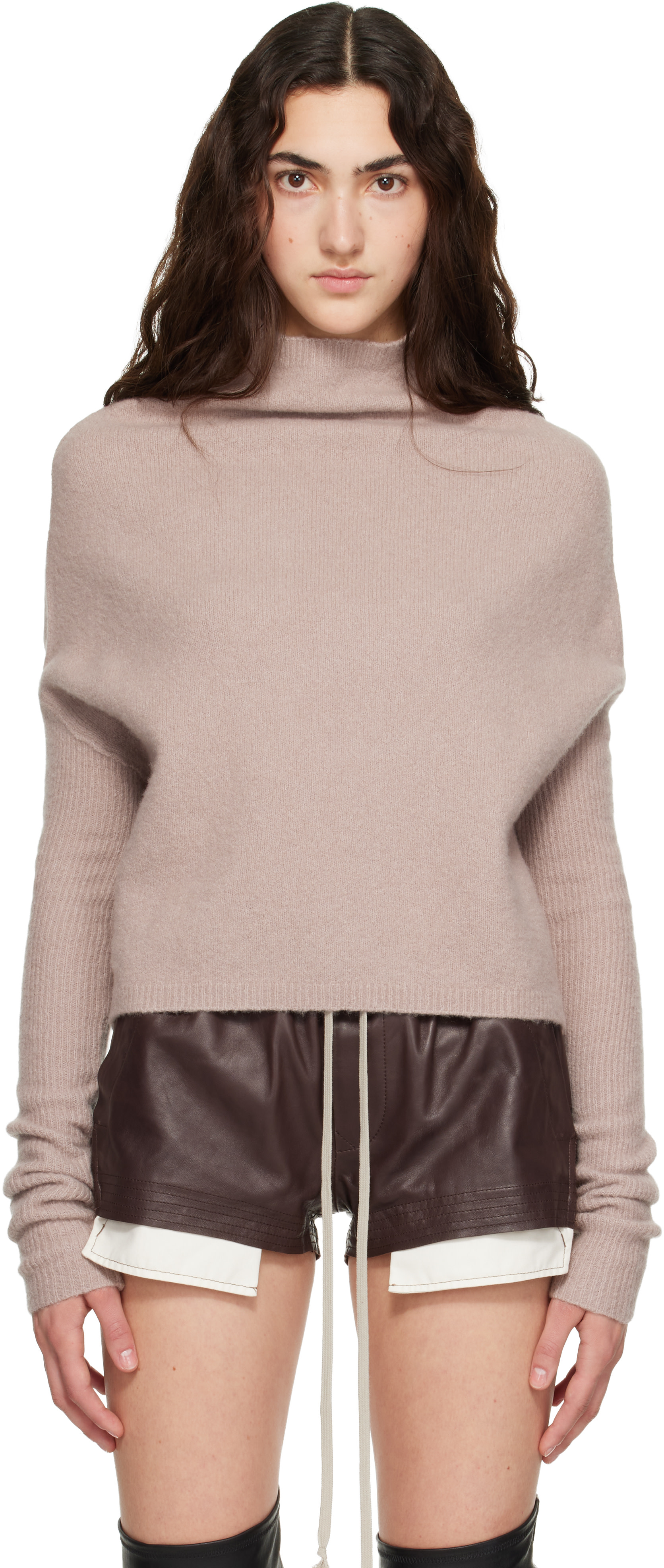 Rick Owens カシミア ダメージ ニット Rick Owens: Pink Tower LS Crater Sweater | SSENSE