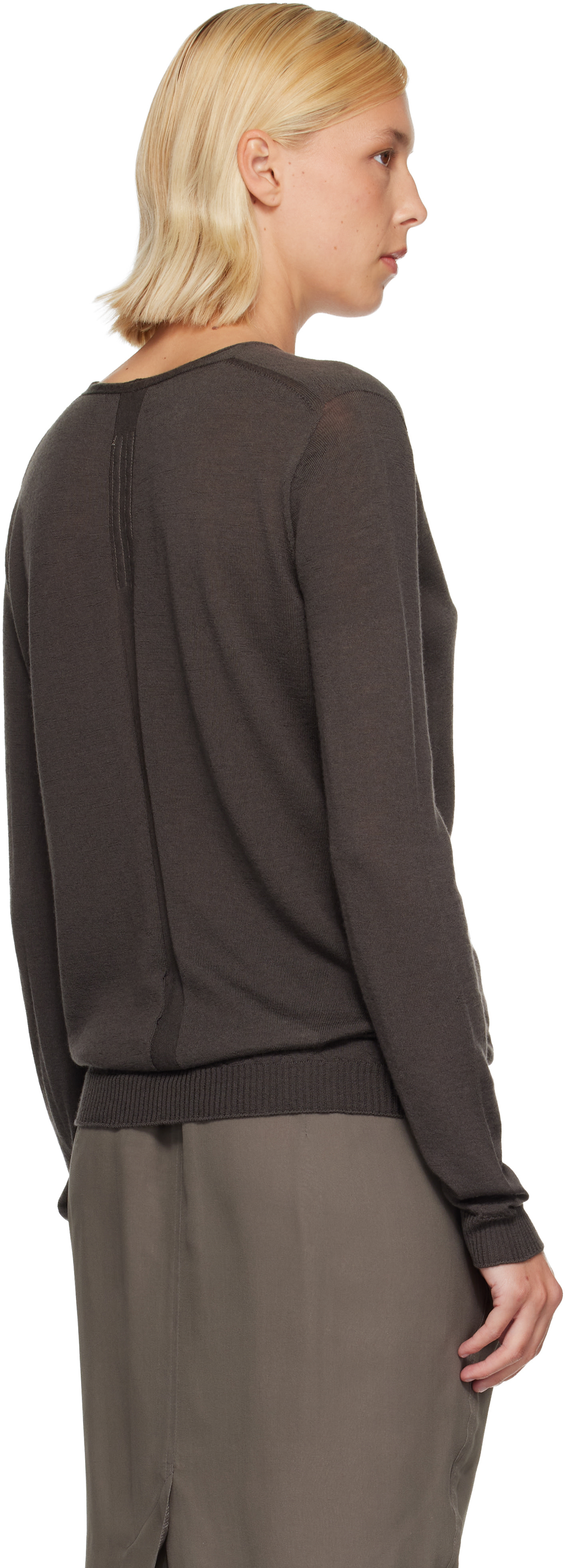 Rick Owens - Pull gris à col en V plongeant - Tower