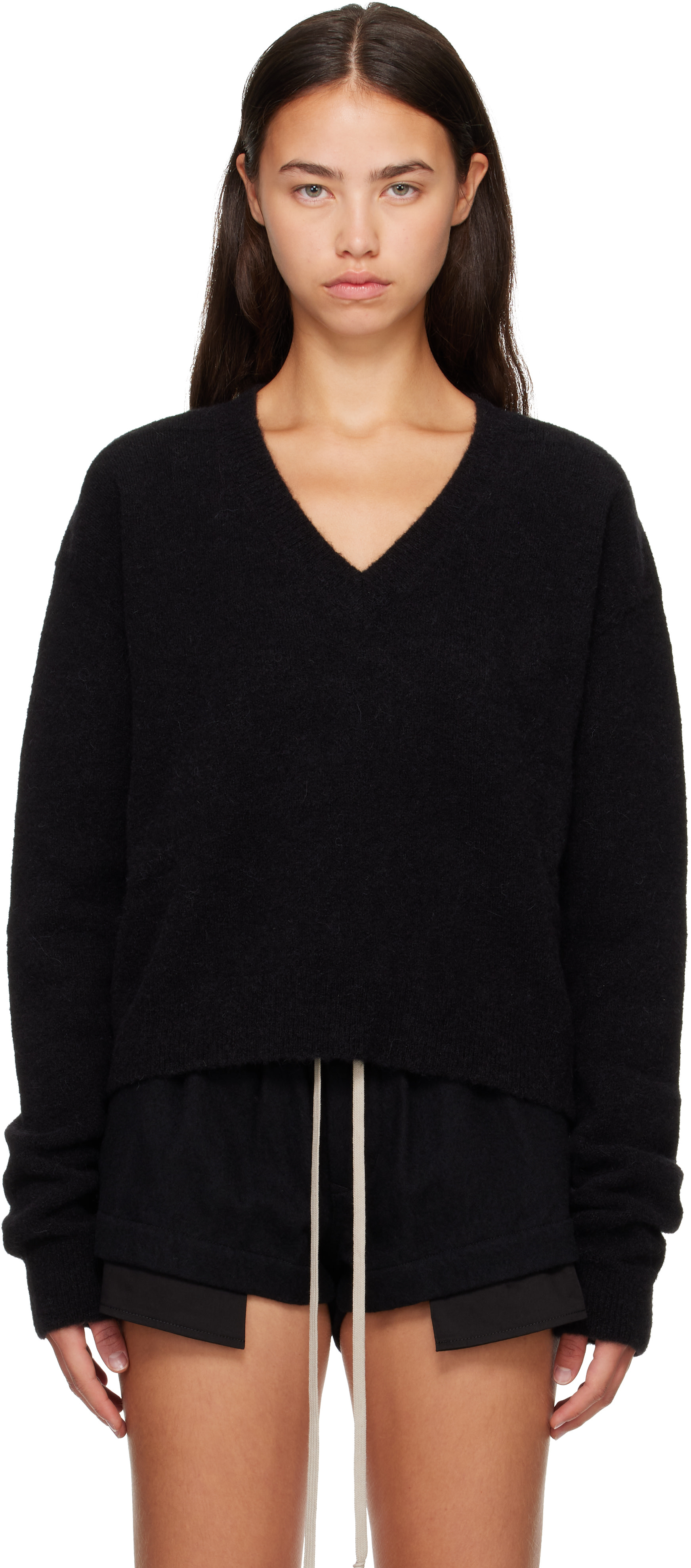 Rick Owens - Pull Tommy noir à col en V - Tower