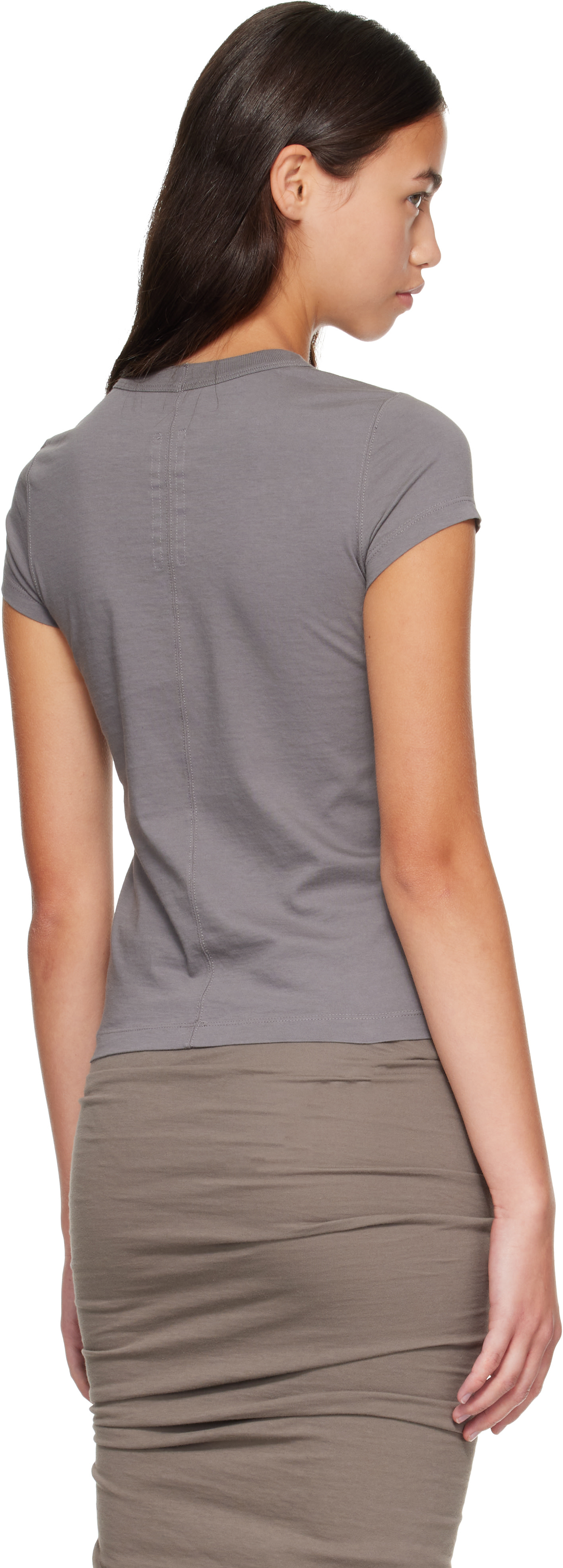 Rick Owens: Gray Tower Cropped Level T-shirt | SSENSE