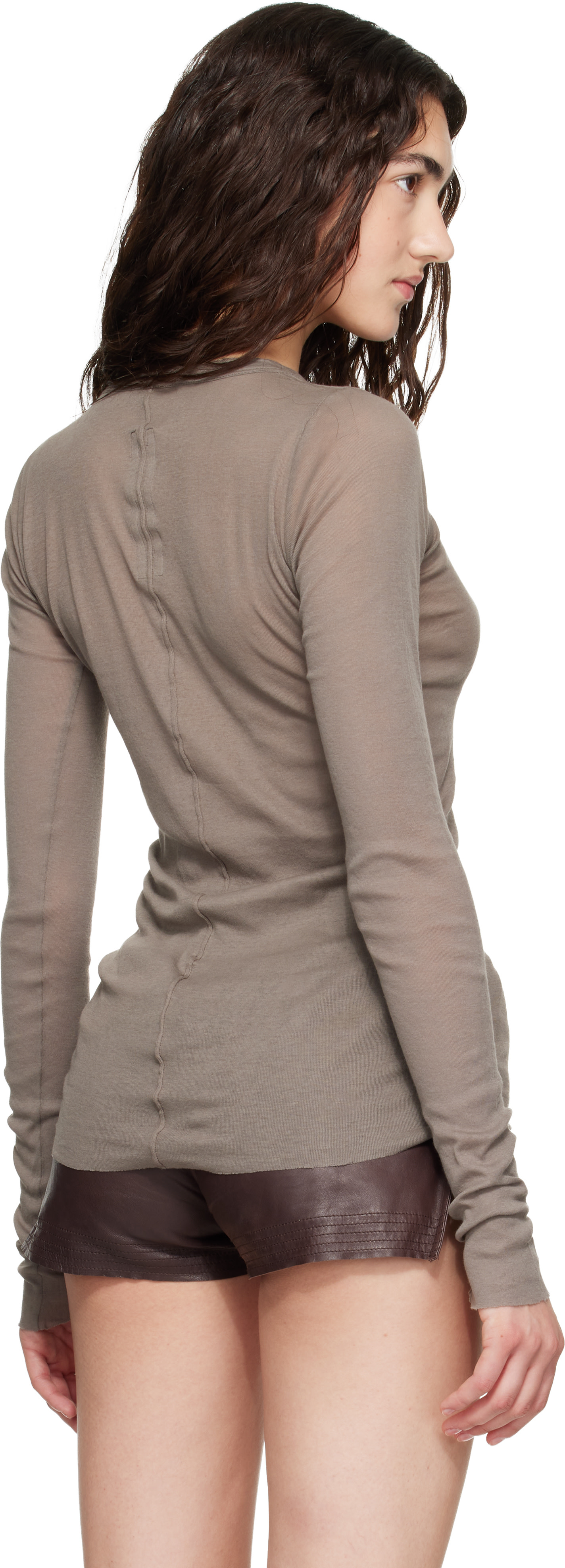 Rick Owens: Gray Tower Rib LS T-shirt | SSENSE
