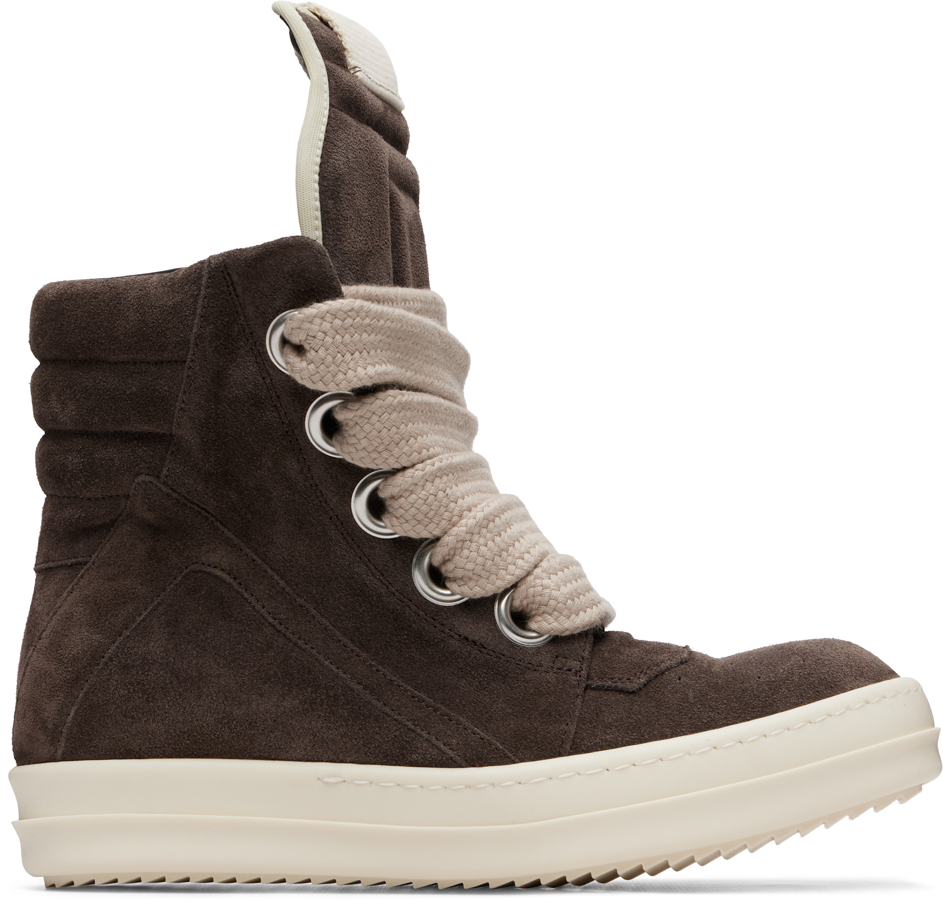 Rick Owens: Brown Tower Jumbolace Geobasket Sneakers | SSENSE
