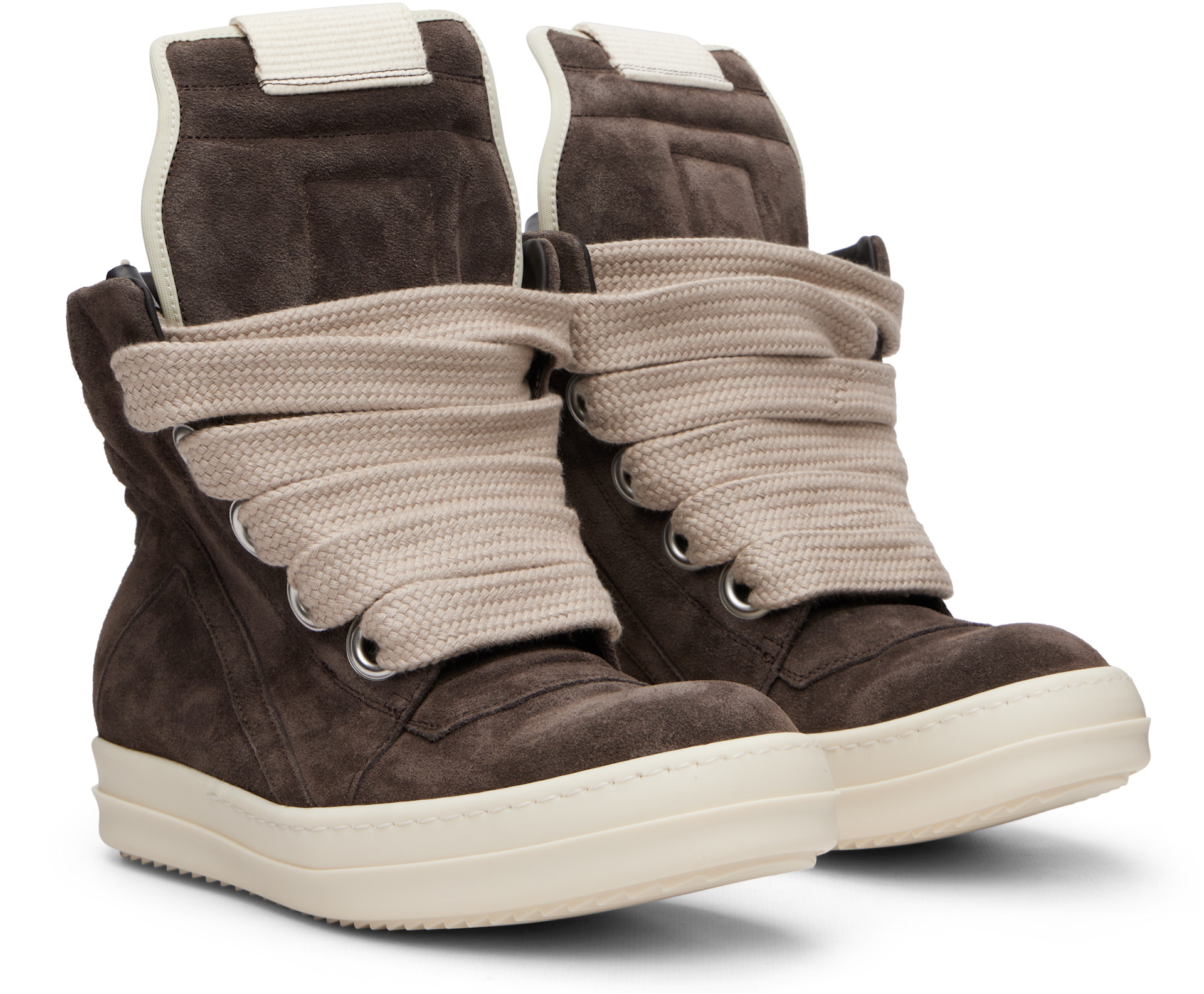 Rick Owens: Brown Tower Jumbolace Geobasket Sneakers | SSENSE