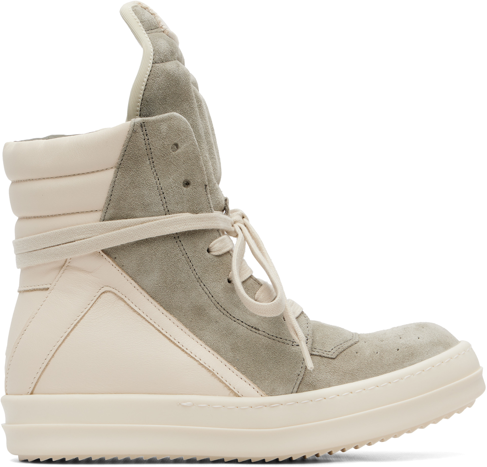 Rick Owens: Off-White & Taupe Tower Geobasket Sneakers | SSENSE Canada