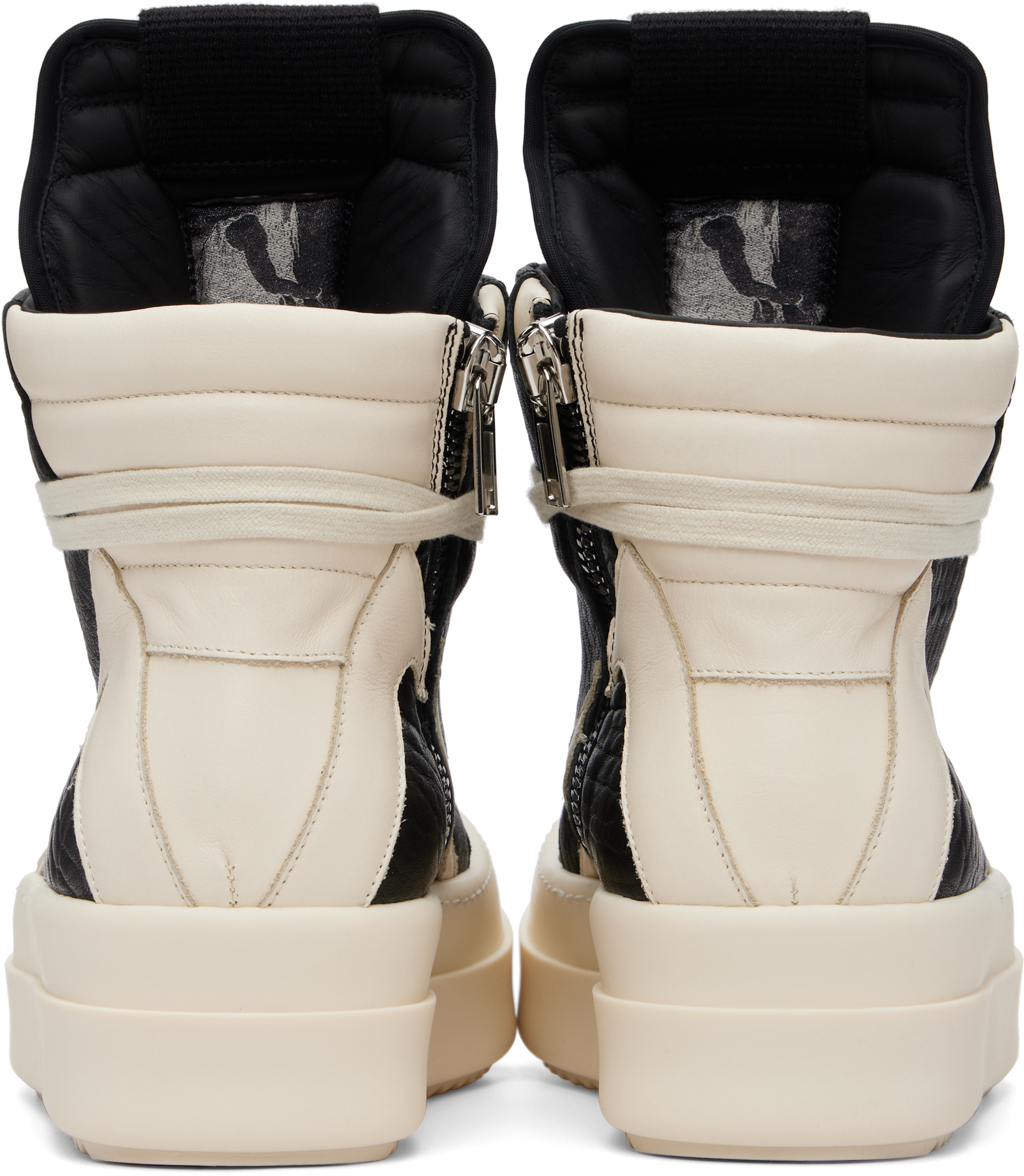 Rick Owens: Black & Off-White Tower Mega Bumper Geobasket Sneakers