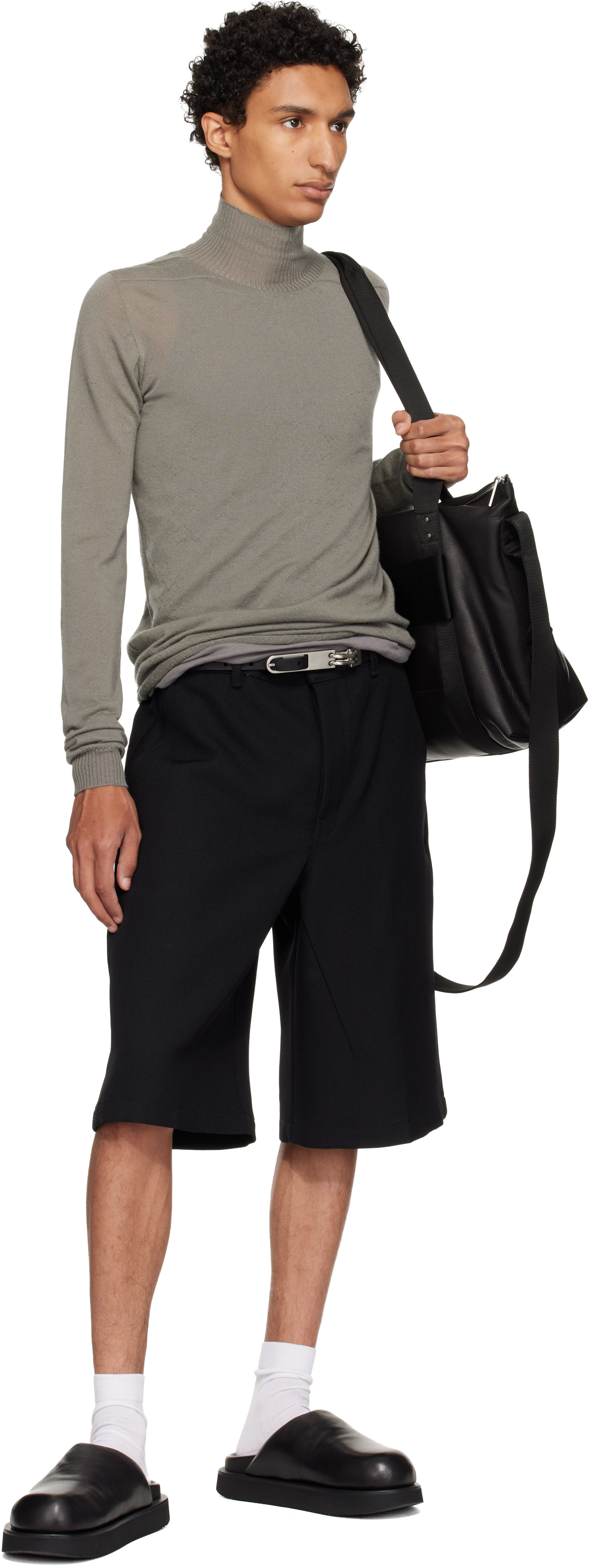 Rick Owens: Black Tower Tongue Belt | SSENSE