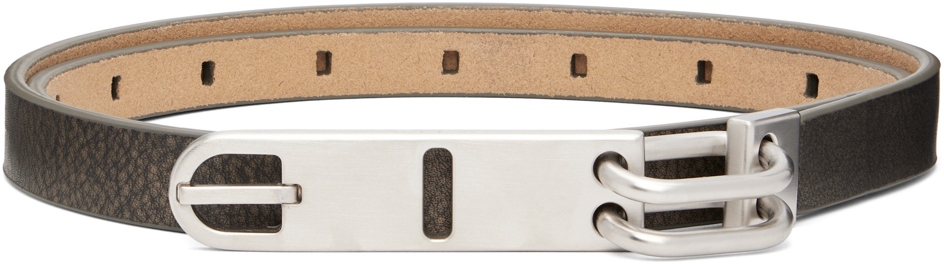 Rick Owens: Gray Tower Tongue Belt | SSENSE