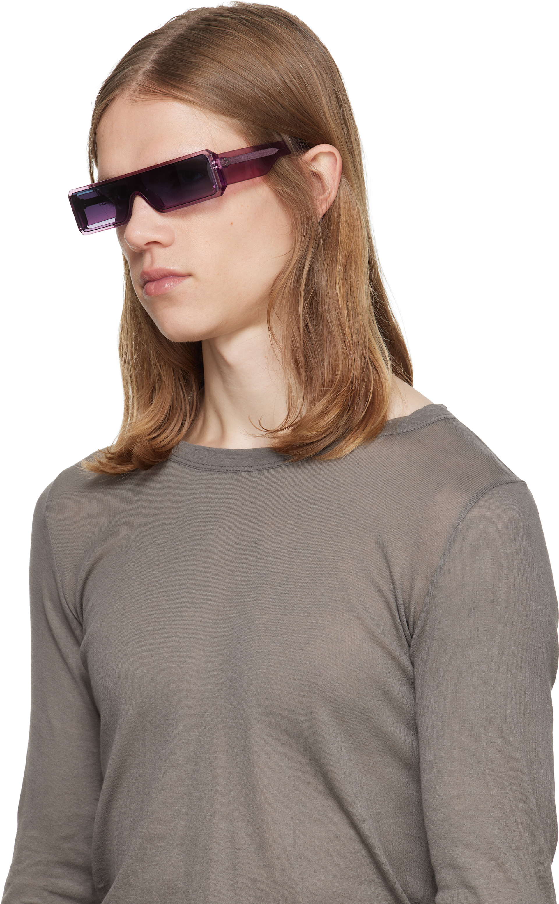 Rick Owens PLEG サングラス Rick Owens: パープル Tower Gethshades サングラス | SSENSE 日本
