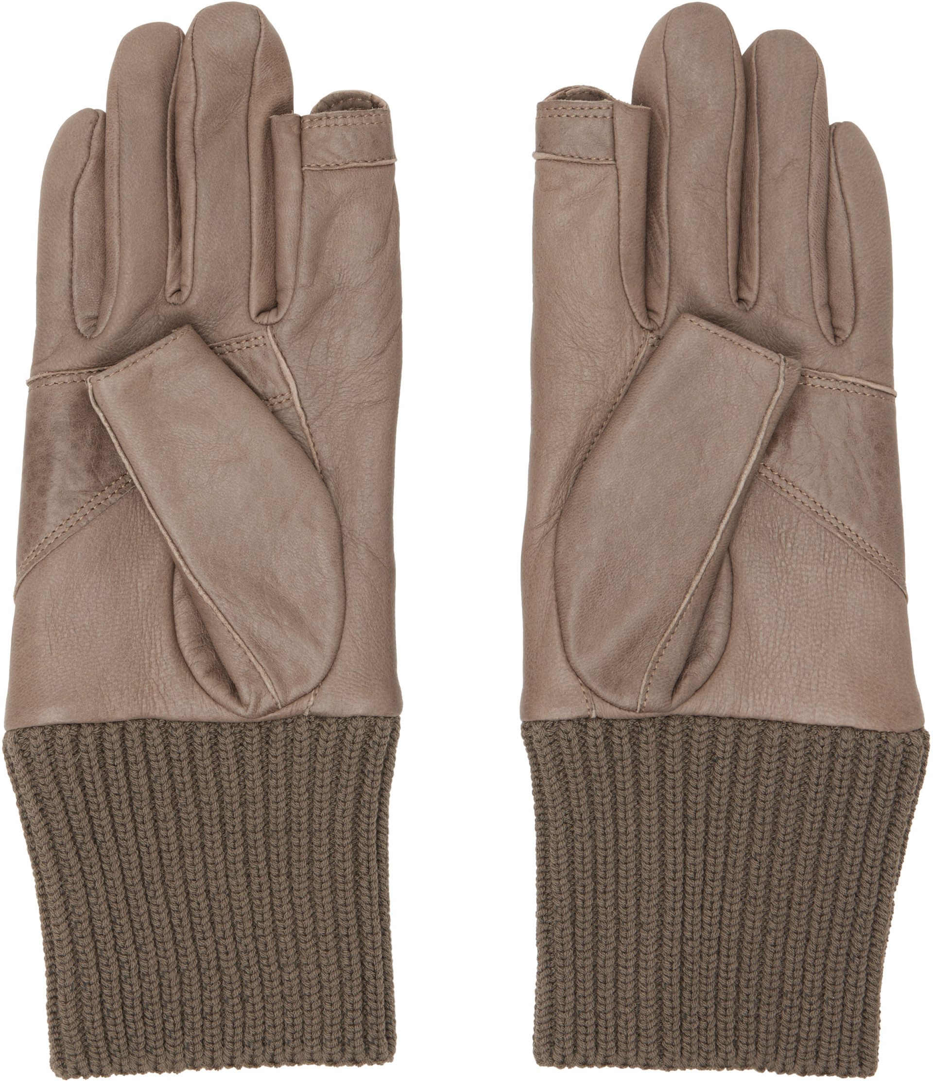 Rick Owens: トープ Tower Rib Cuff グローブ | SSENSE 日本